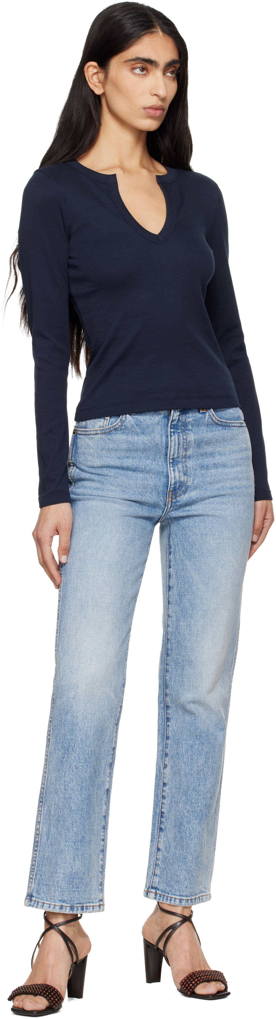 FLORE FLORE: Navy Iman Longsleeve T-shirt | SSENSE