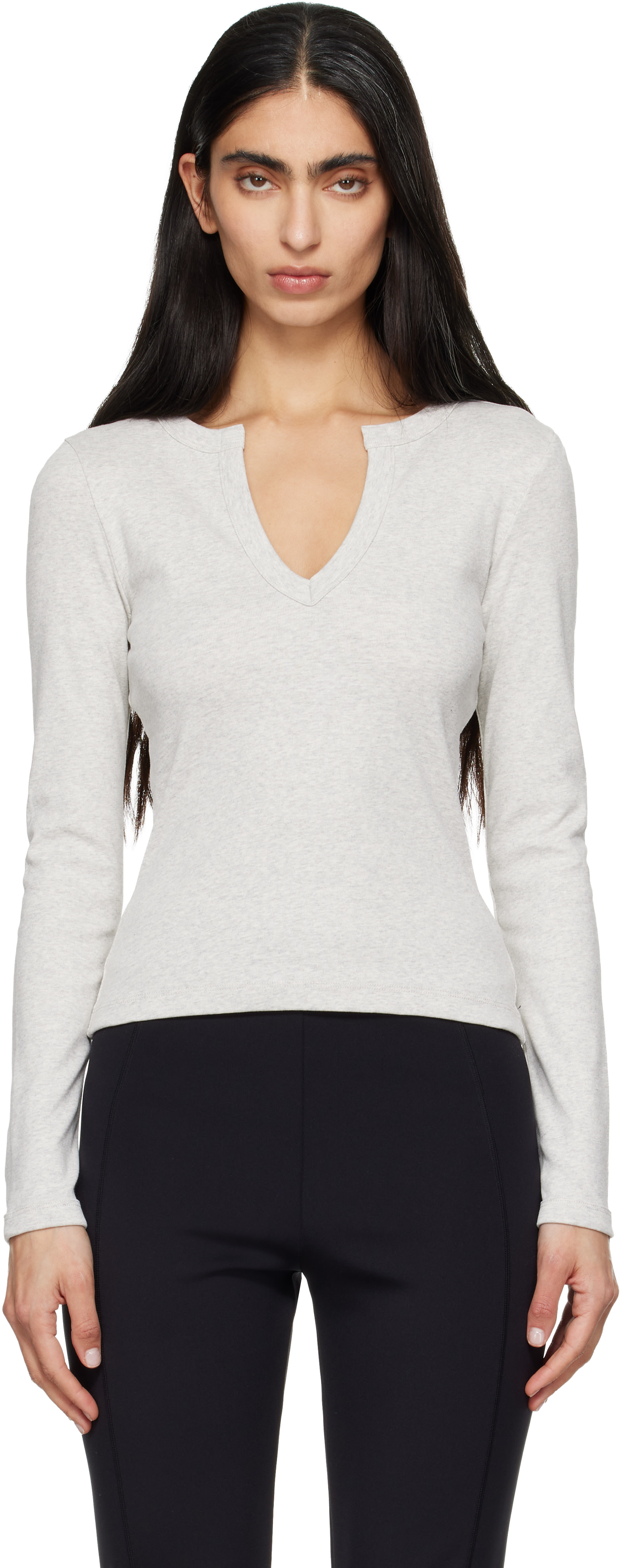 FLORE FLORE: Gray Iman Longsleeve T-shirt | SSENSE