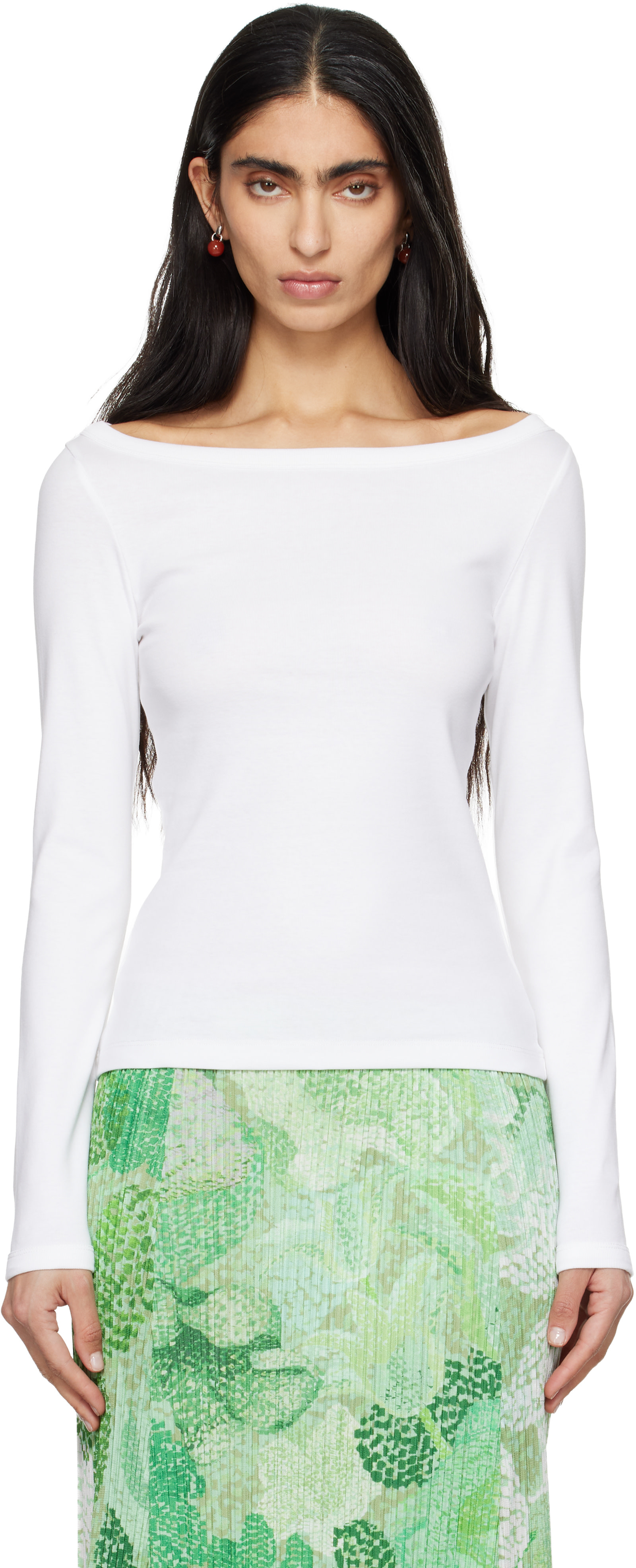 FLORE FLORE: White Steffi Longsleeve T-shirt | SSENSE