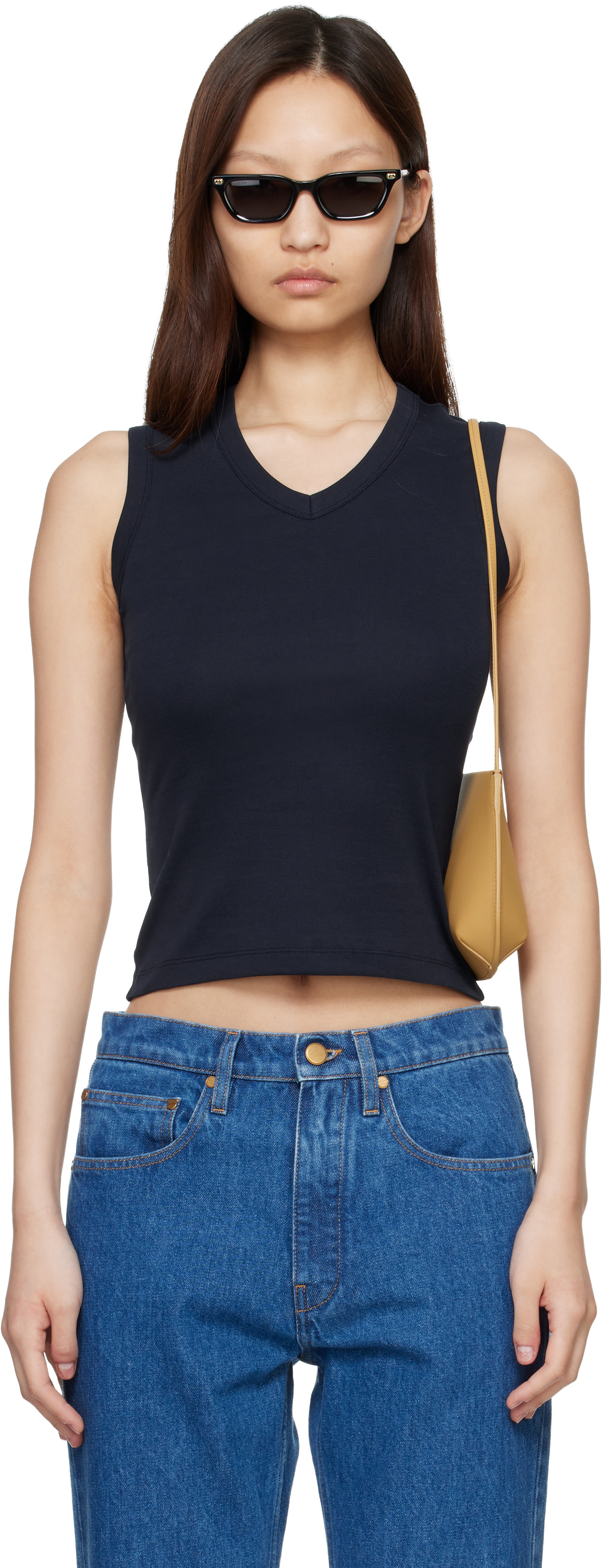 FLORE FLORE: Navy Jill Tank Top | SSENSE Canada