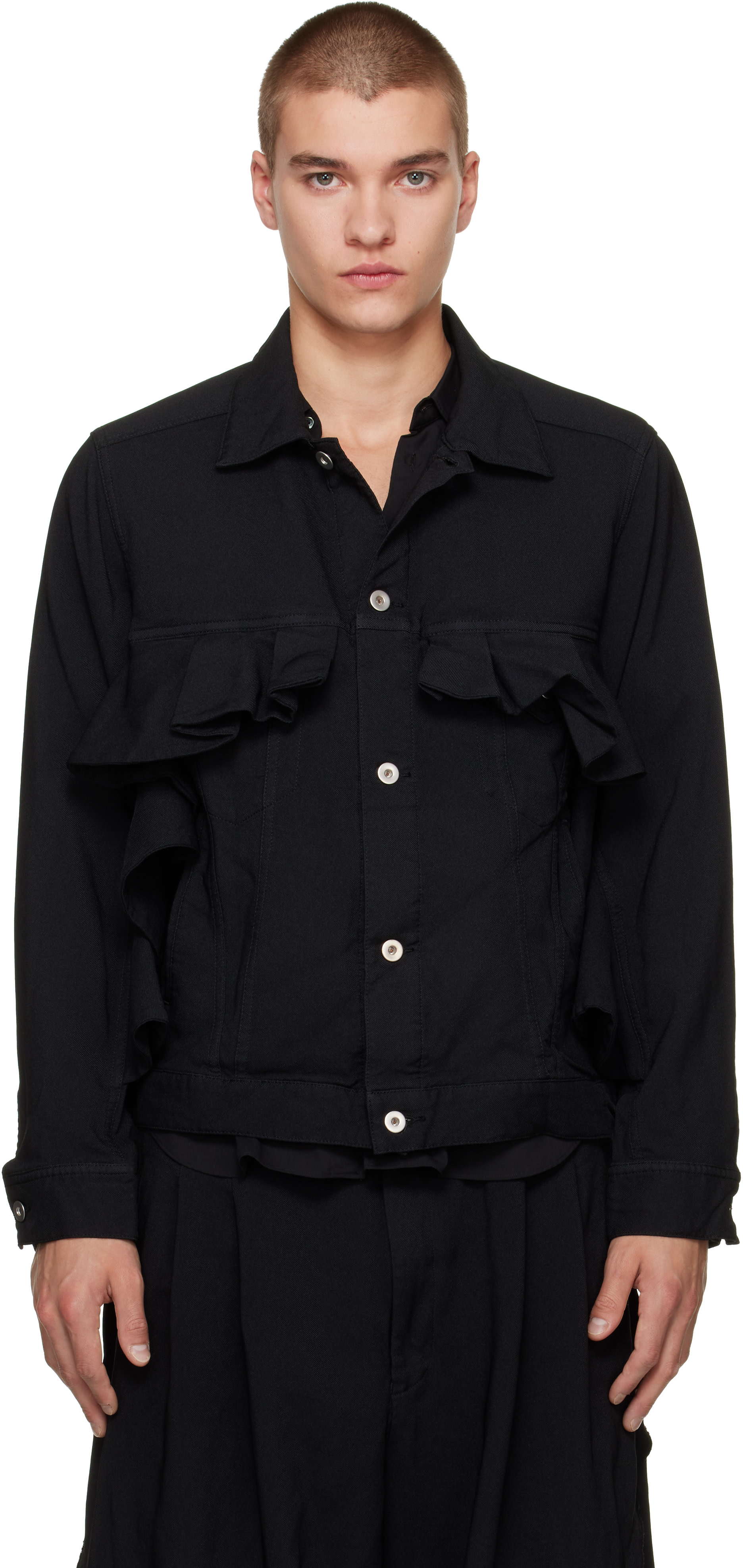 Black Comme des Garçons - Black Polyester Gabardine Jacket