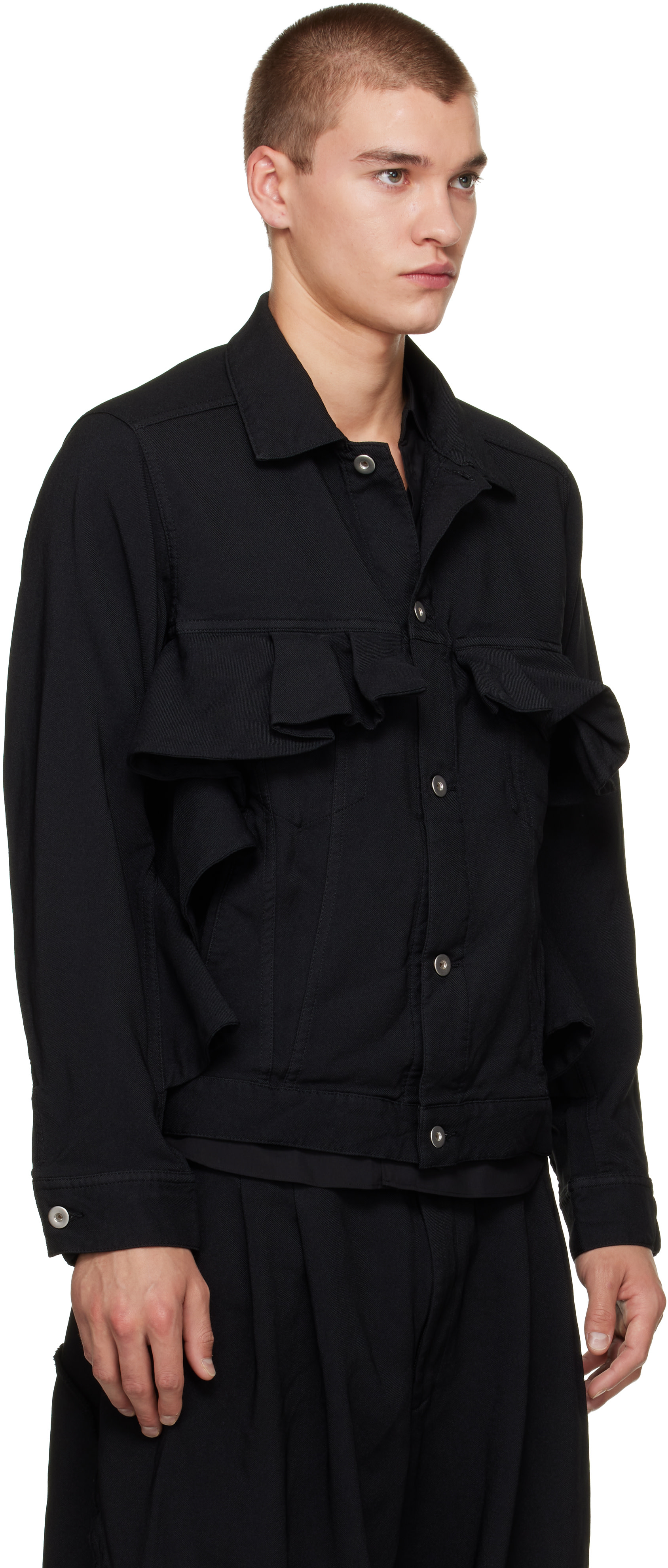 Black Comme des Garçons - Black Polyester Gabardine Jacket