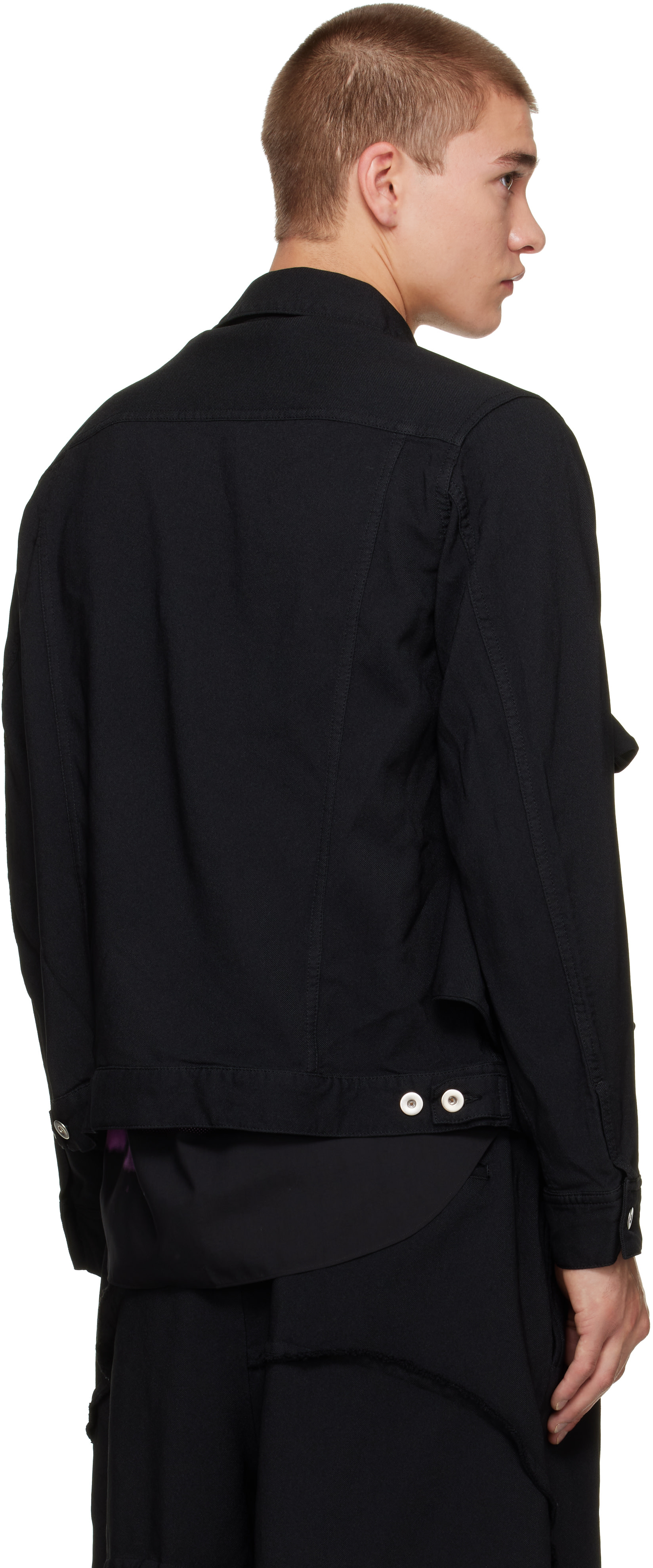 Black Comme des Garçons - Black Polyester Gabardine Jacket
