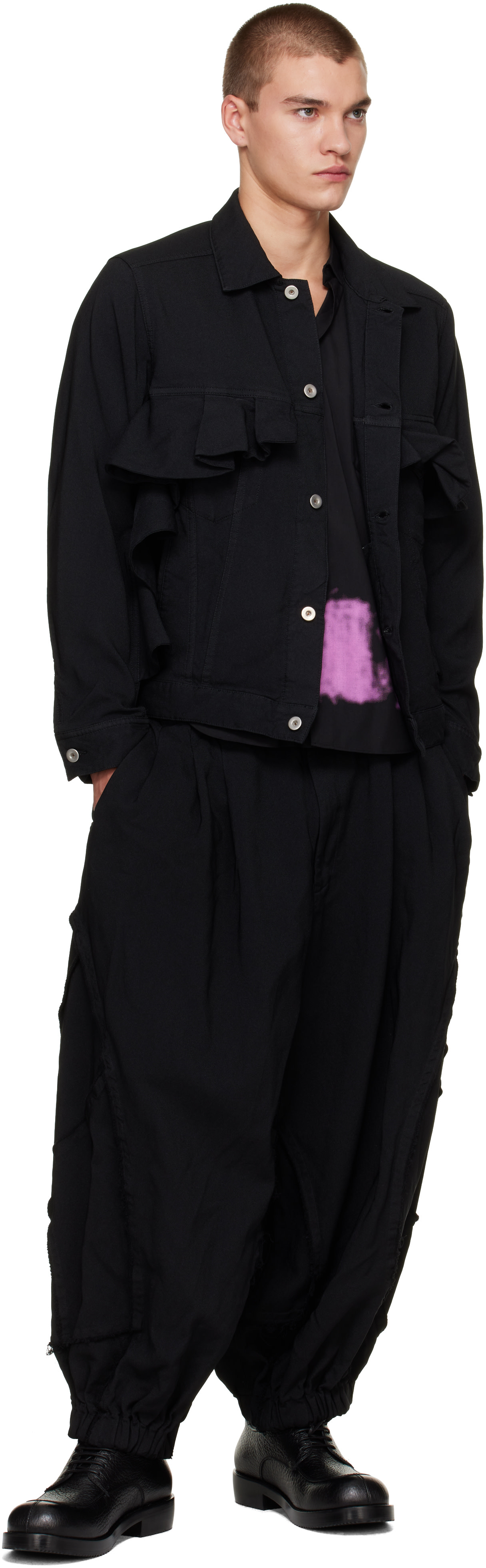 Black Comme des Garçons - Black Polyester Gabardine Jacket
