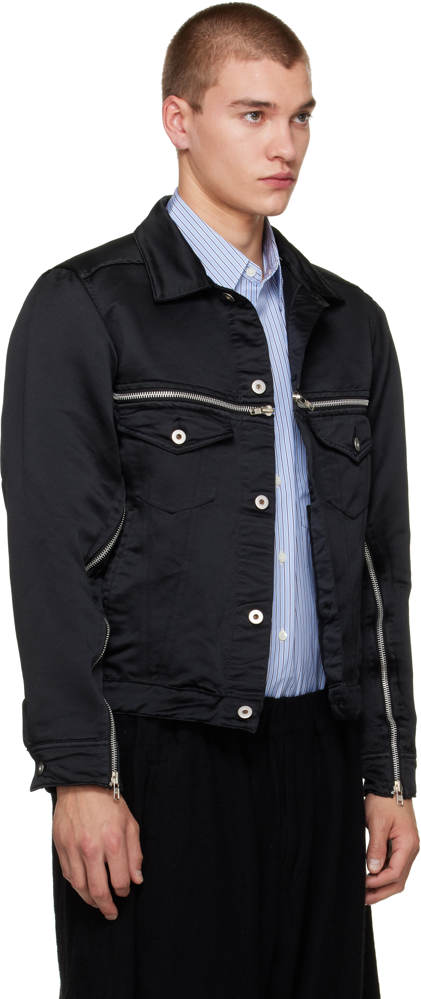 Black Comme des Garçons - Black Polyester Heavy Satin Jacket
