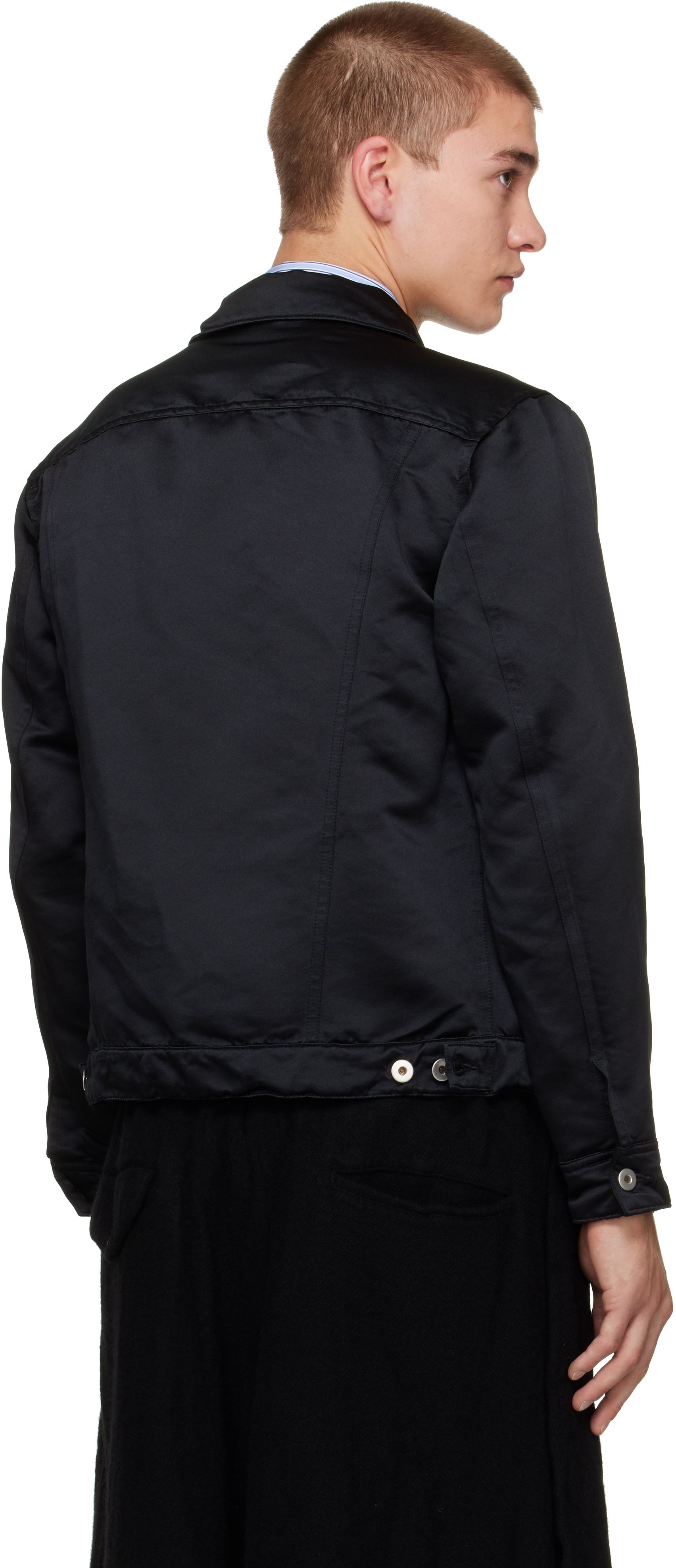 Black Comme des Garçons - Black Polyester Heavy Satin Jacket