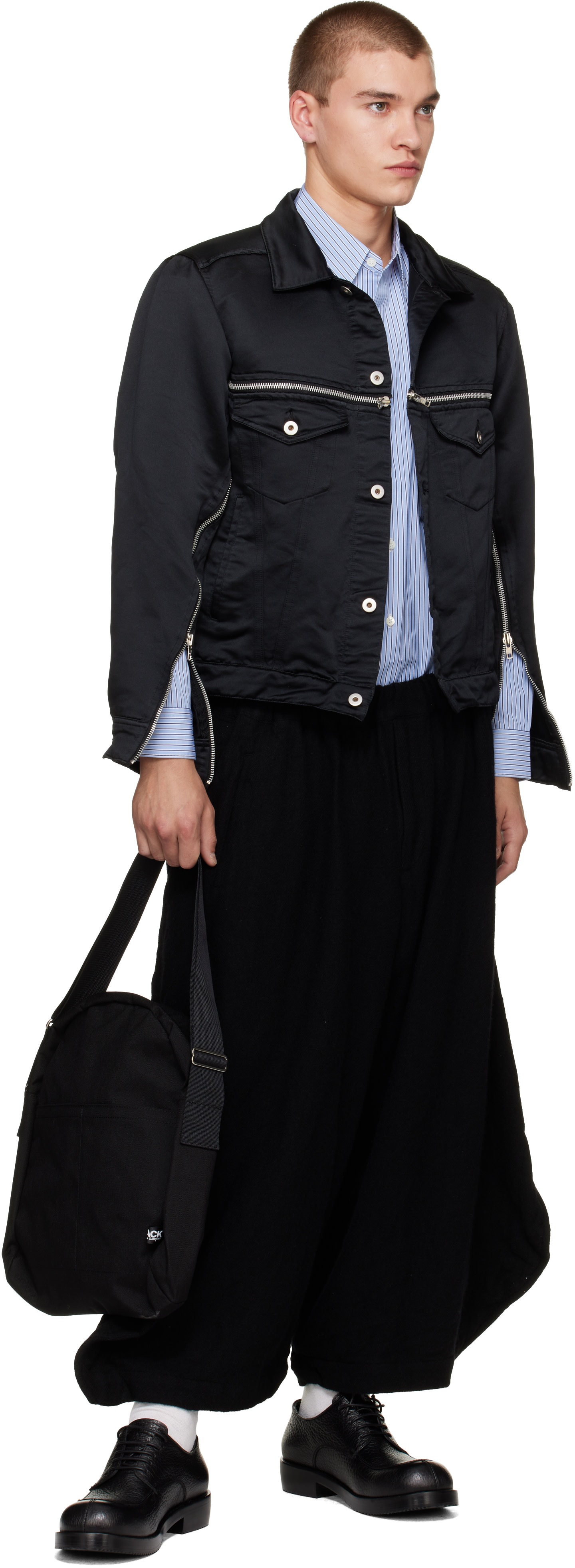 Black Comme des Garçons - Black Polyester Heavy Satin Jacket