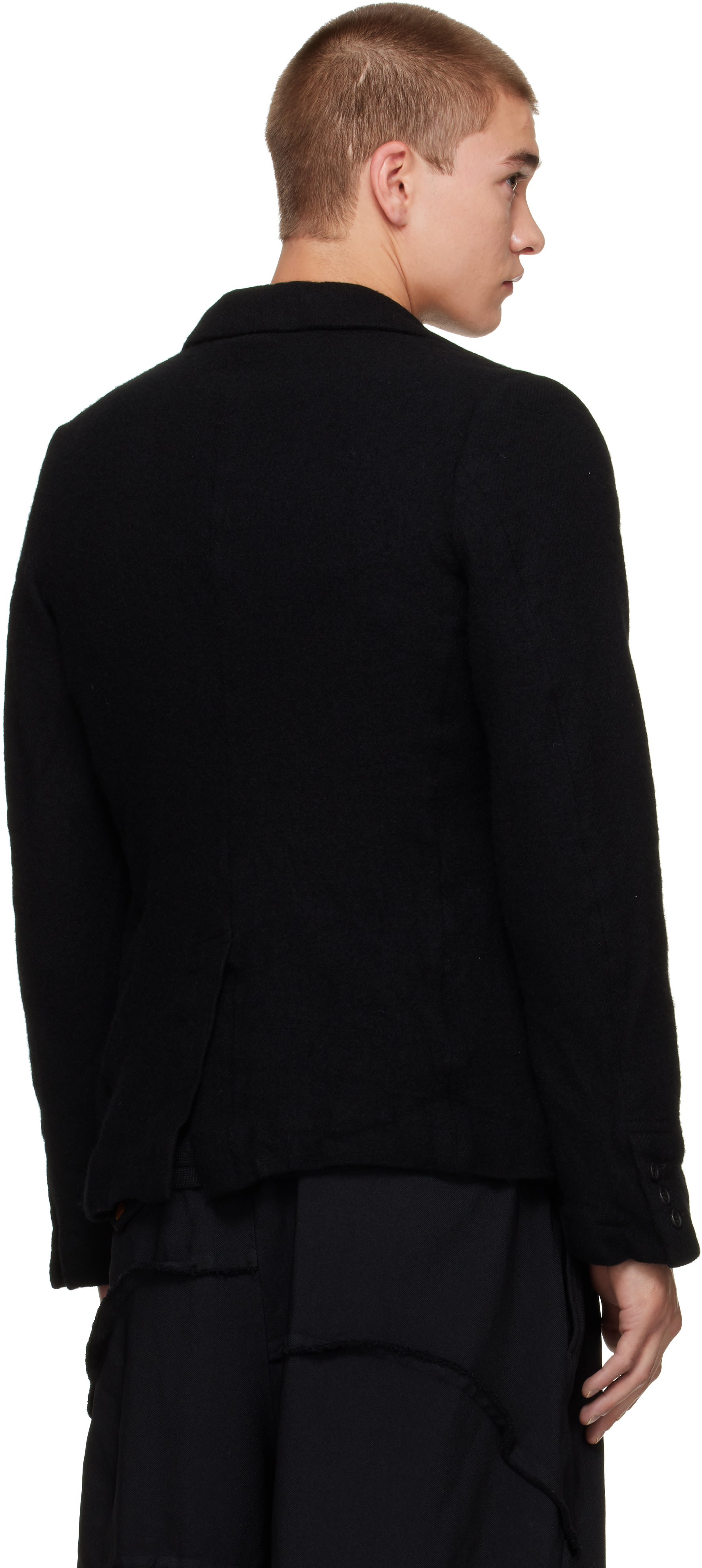 Black Comme des Garçons: ブラック Top Wool Tweed Medium テーラード