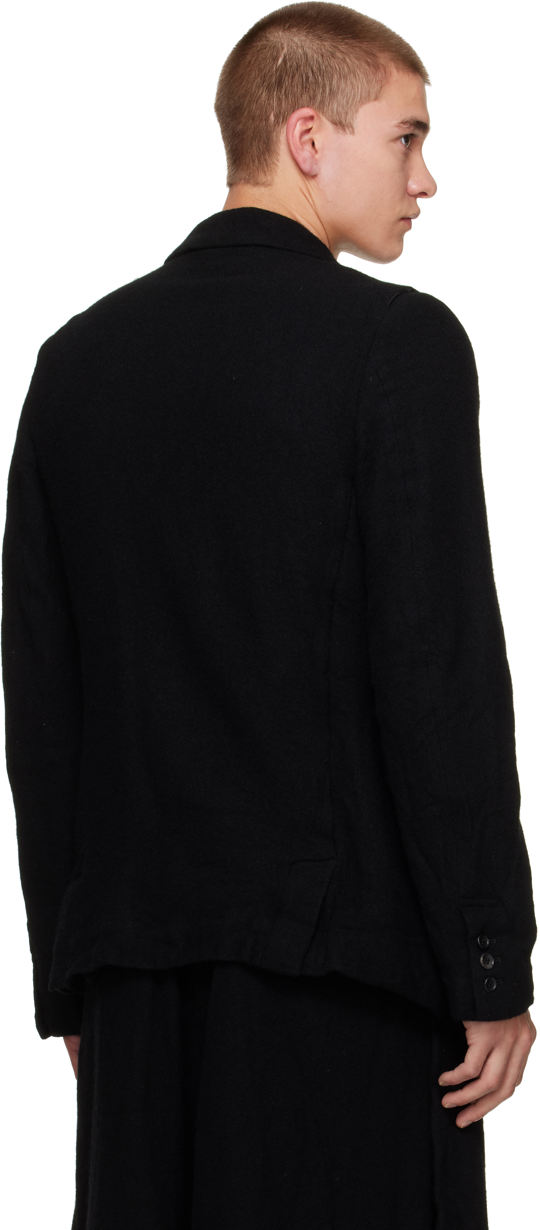 Black Comme des Garçons: ブラック Top Wool Tweed Medium テーラード