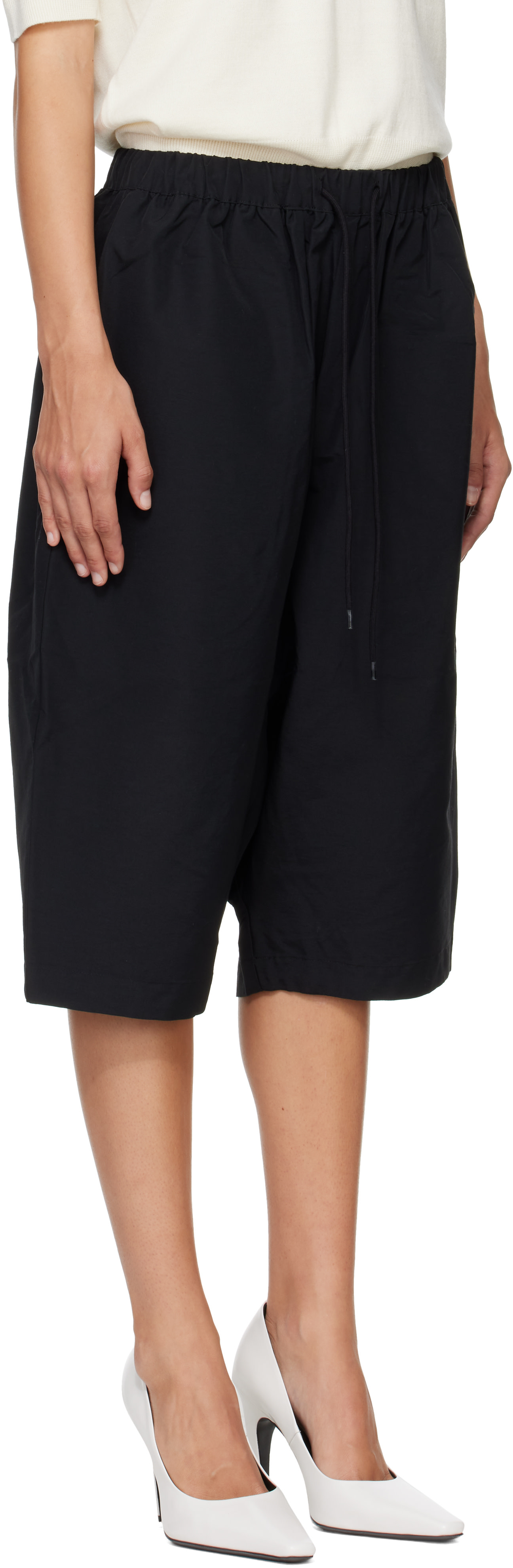 Entire Studios - Short fuselé noir en nylon