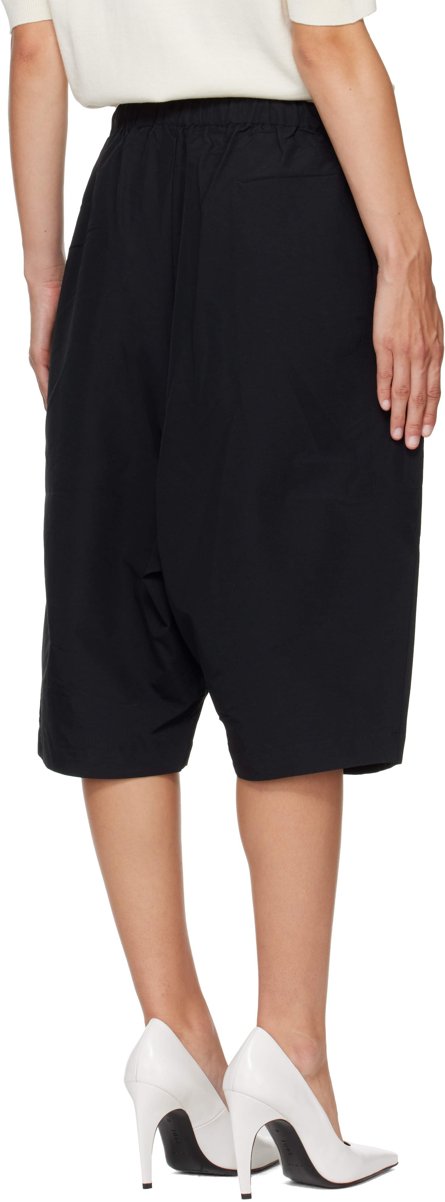 Entire Studios - Short fuselé noir en nylon