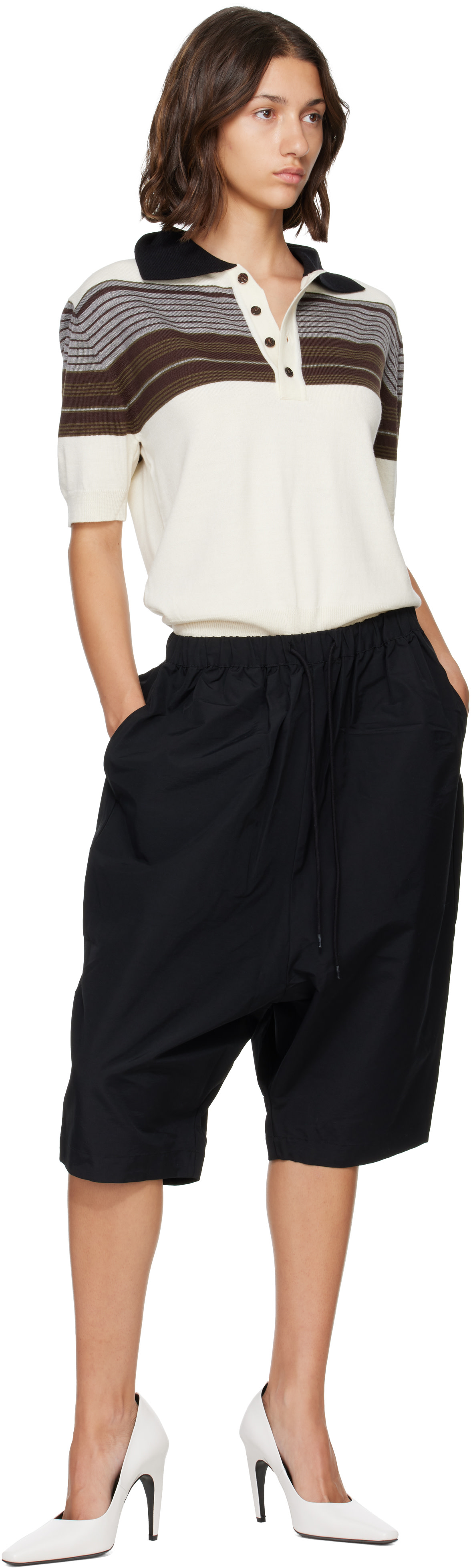 Entire Studios - Short fuselé noir en nylon
