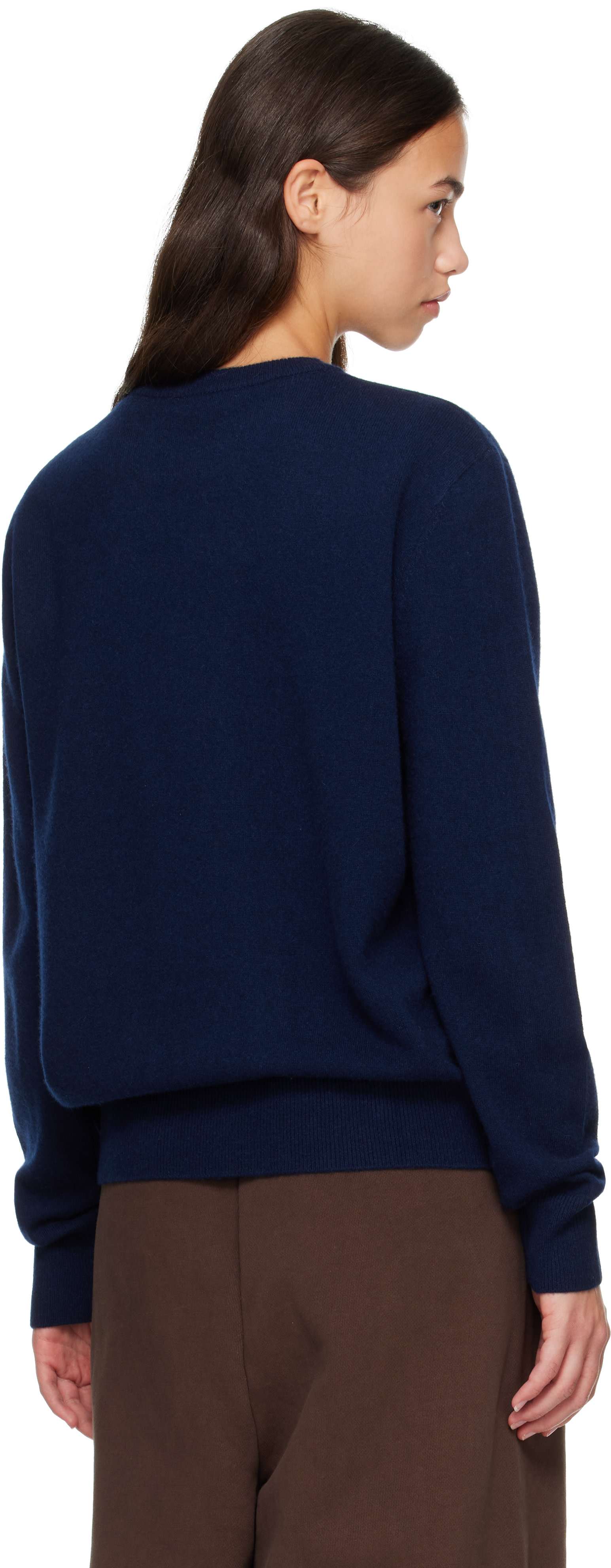 Entire Studios - Pull bleu marine en tricot à col ras du cou