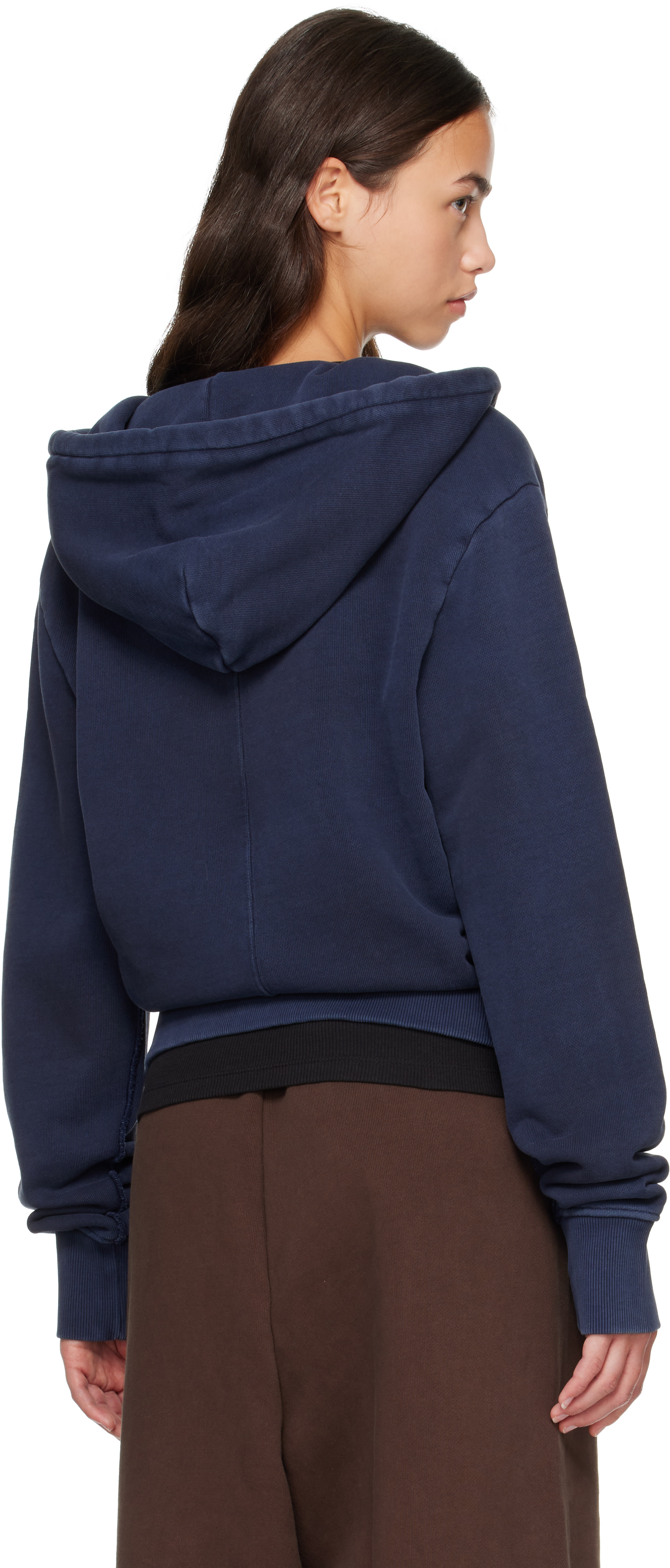 Entire Studios - Pull à capuche ajusté bleu marine à glissière
