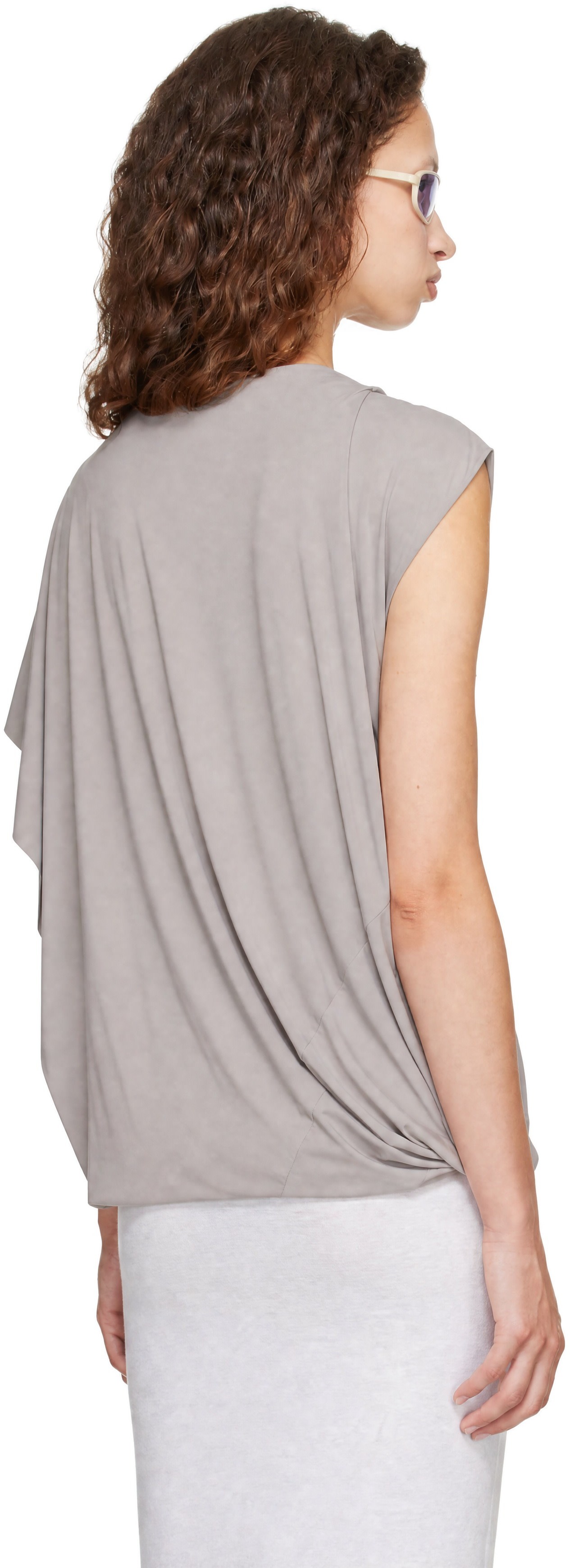 Entire Studios - Black Lycra Side Drape Top