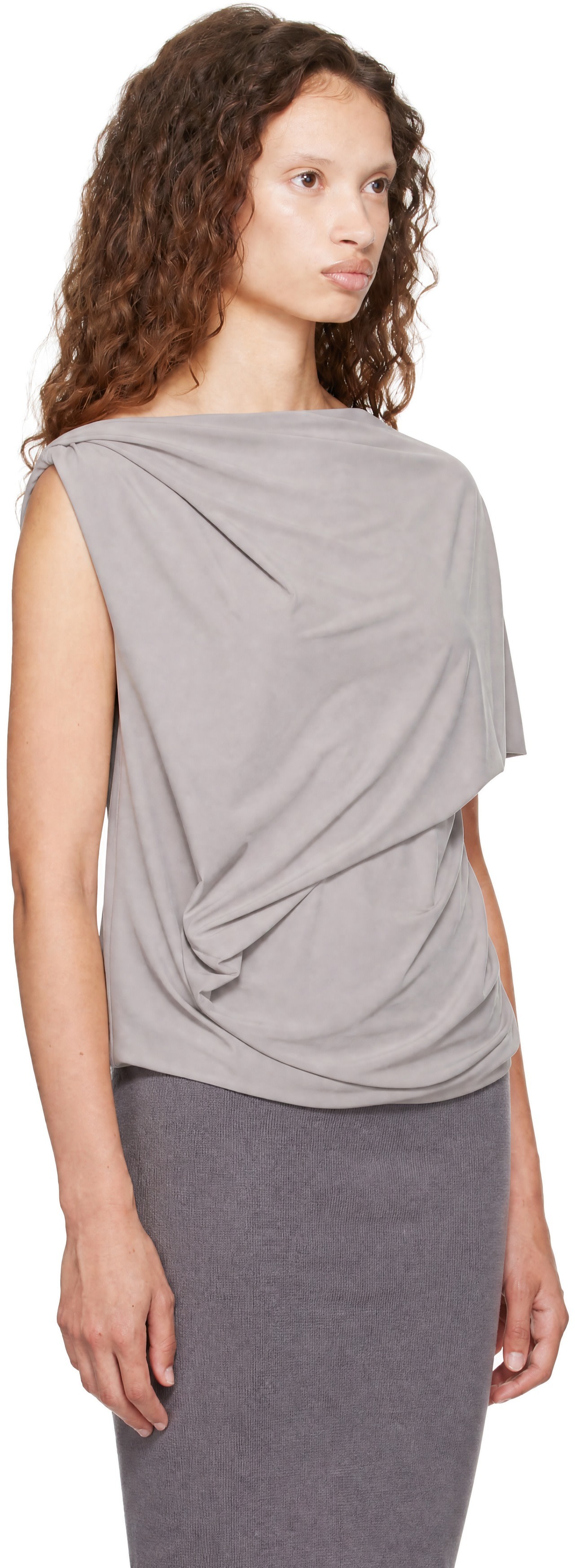 Entire Studios - Gray Lycra Side Drape Top