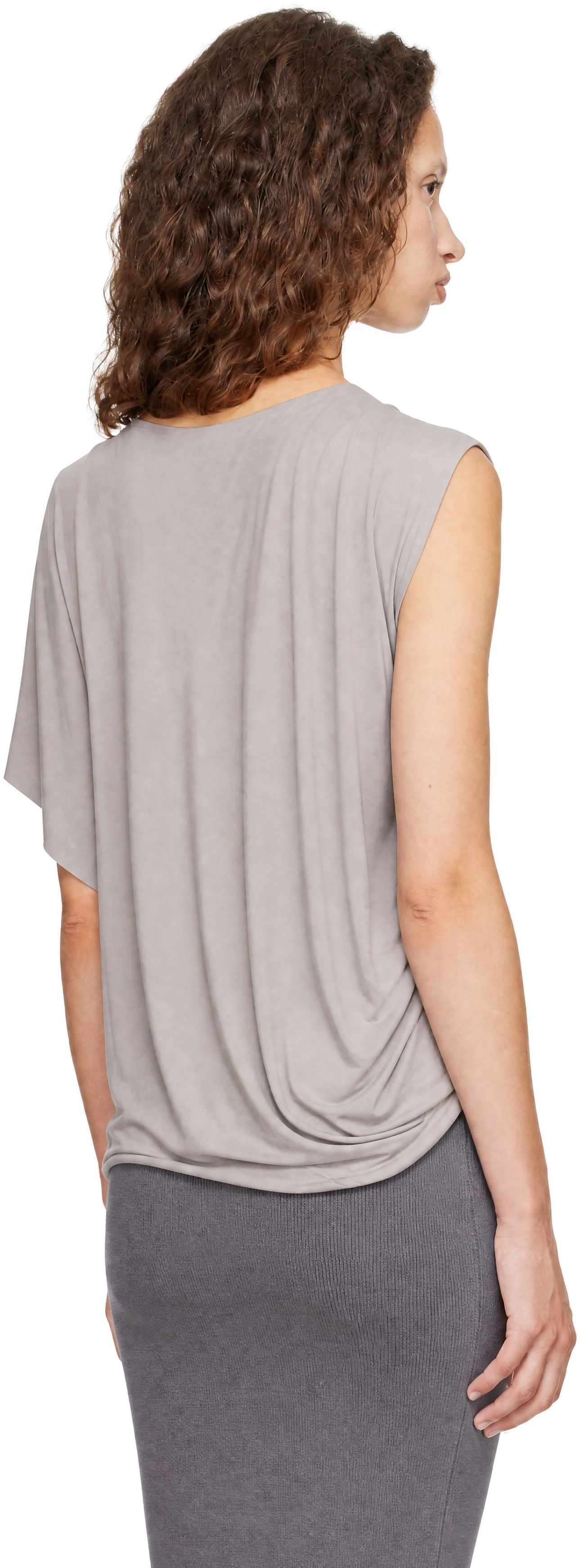 Entire Studios - Gray Lycra Side Drape Top