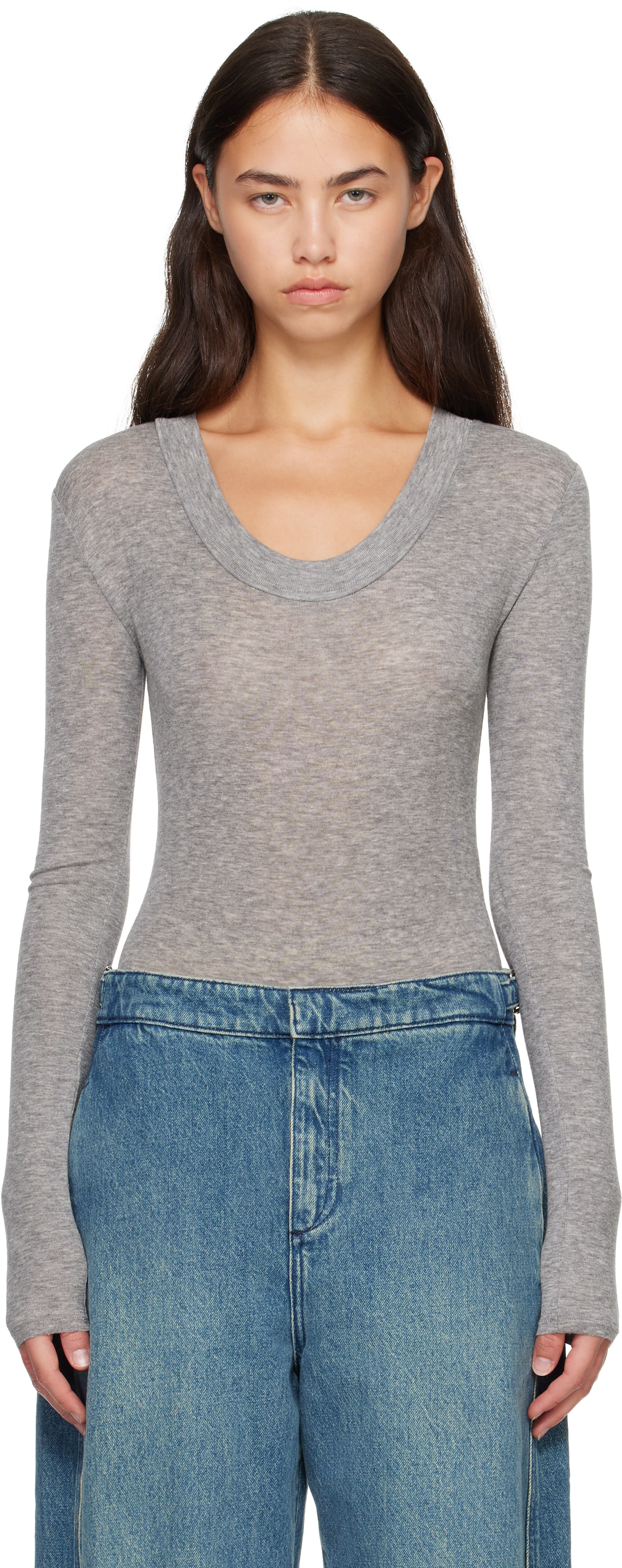 Entire Studios - Gray Circle Neck Bodysuit