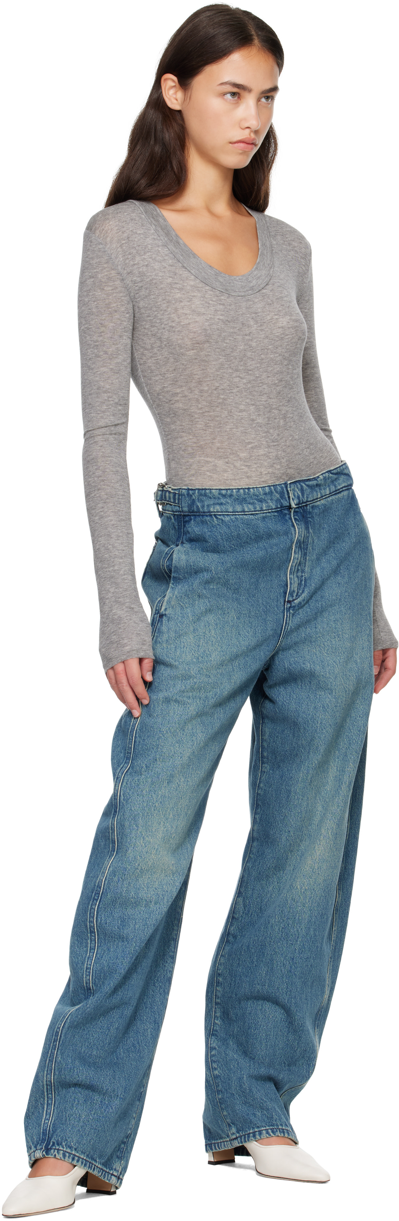 Entire Studios - Gray Circle Neck Bodysuit