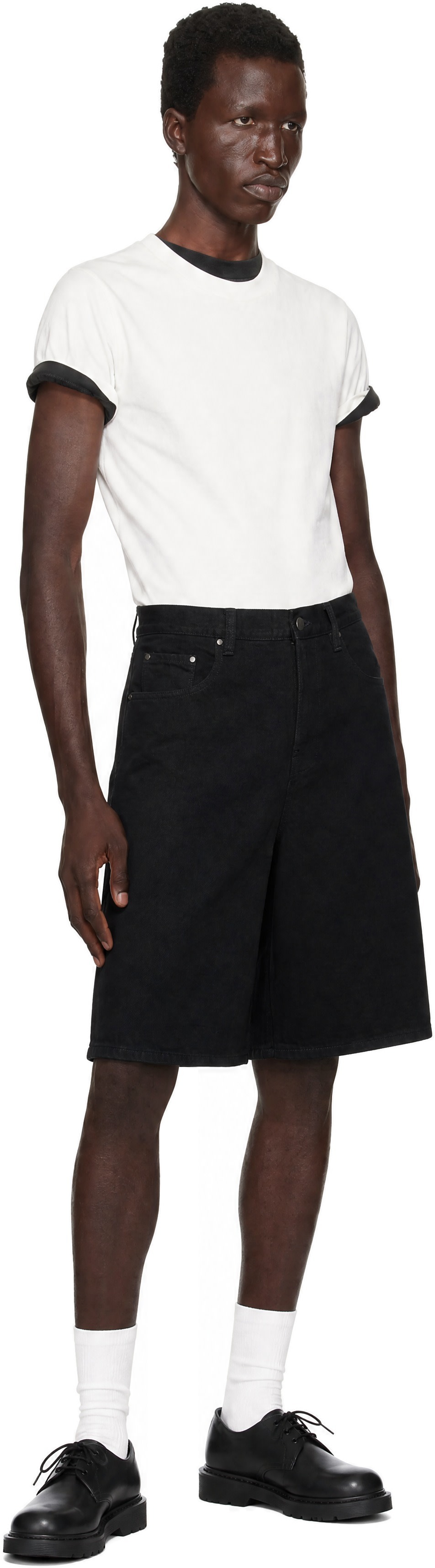 Entire Studios - Short militaire noir en denim