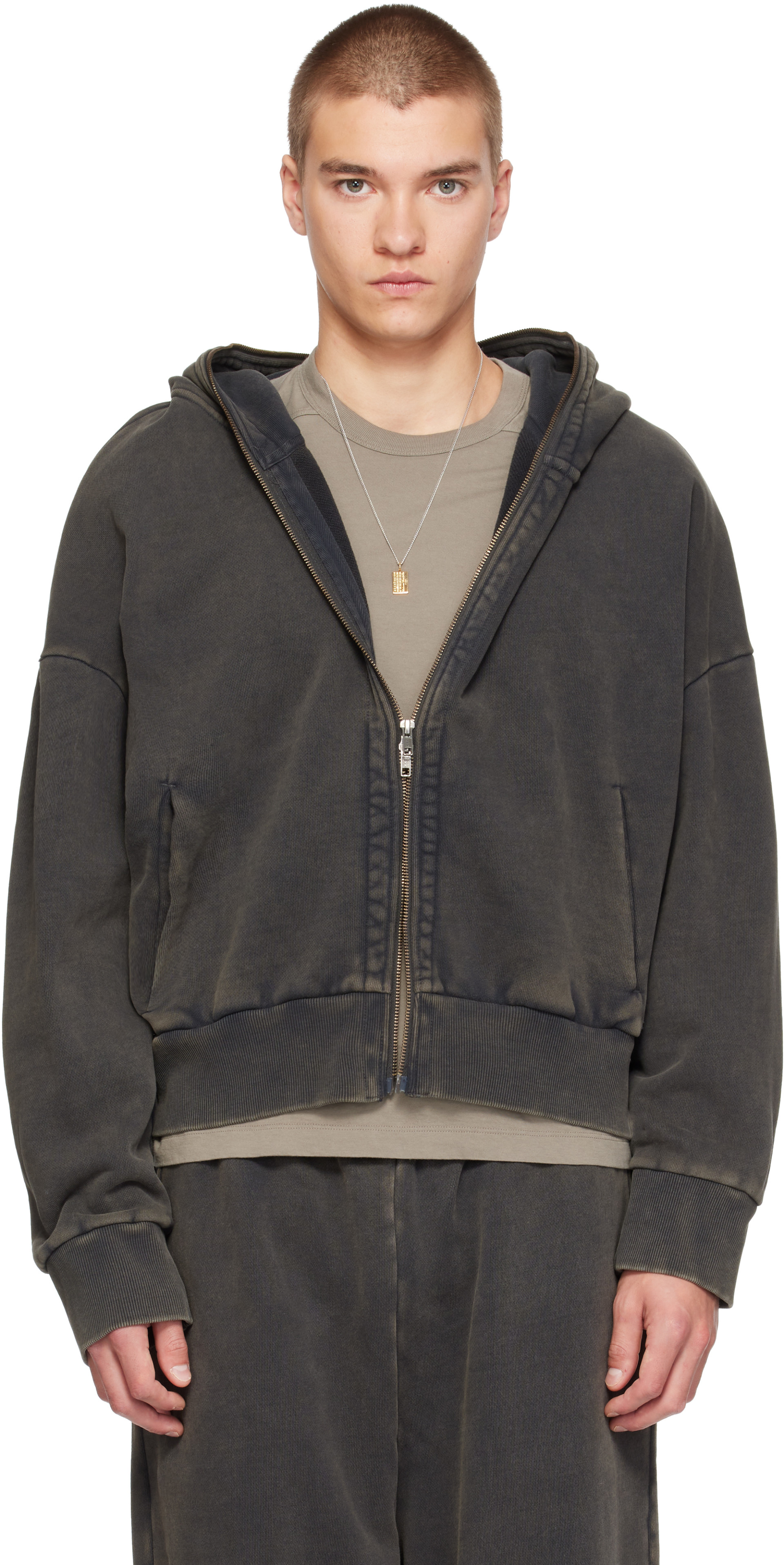 Entire Studios - Pull à capuche noir à glissière prolongée