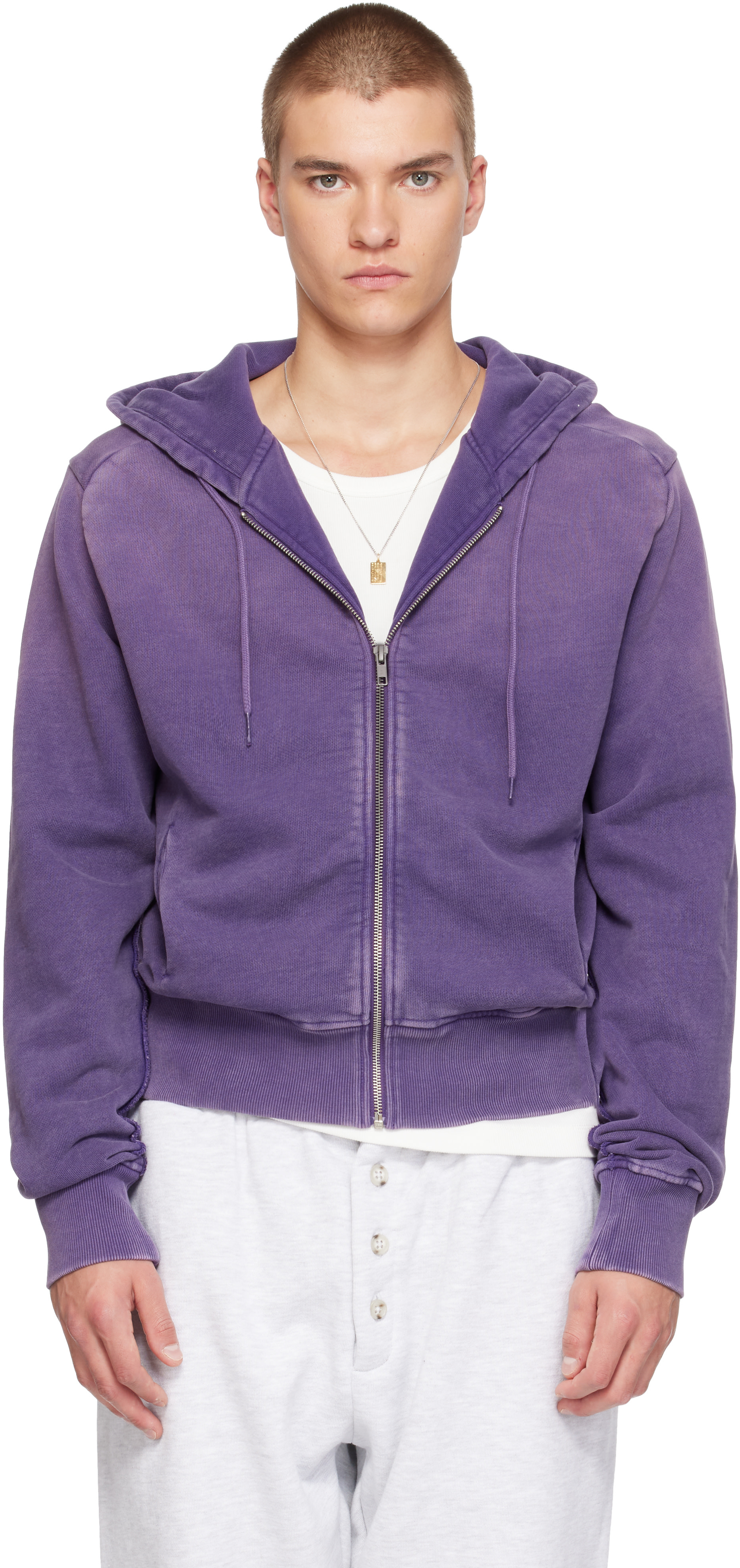 Entire Studios - Pull à capuche ajusté mauve à glissière