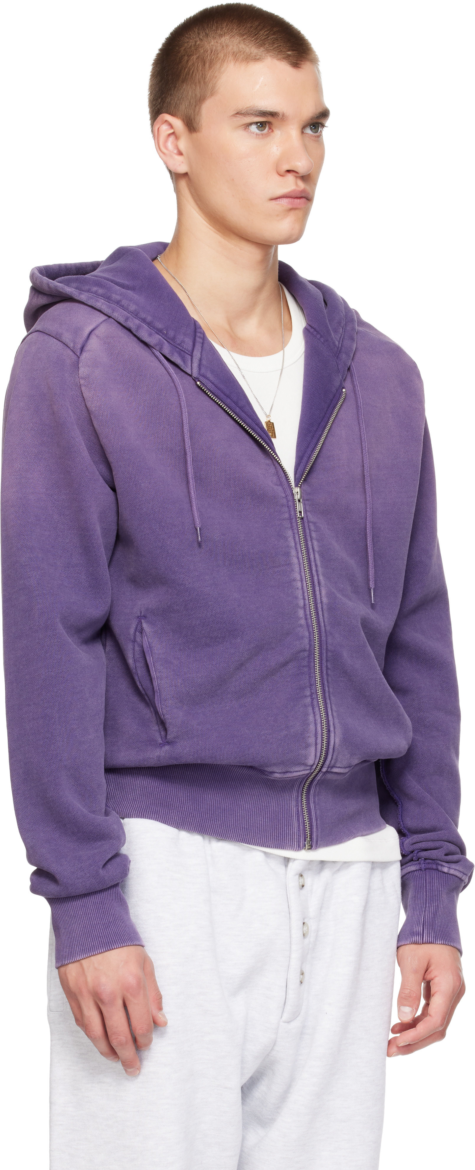 Entire Studios - Pull à capuche ajusté mauve à glissière