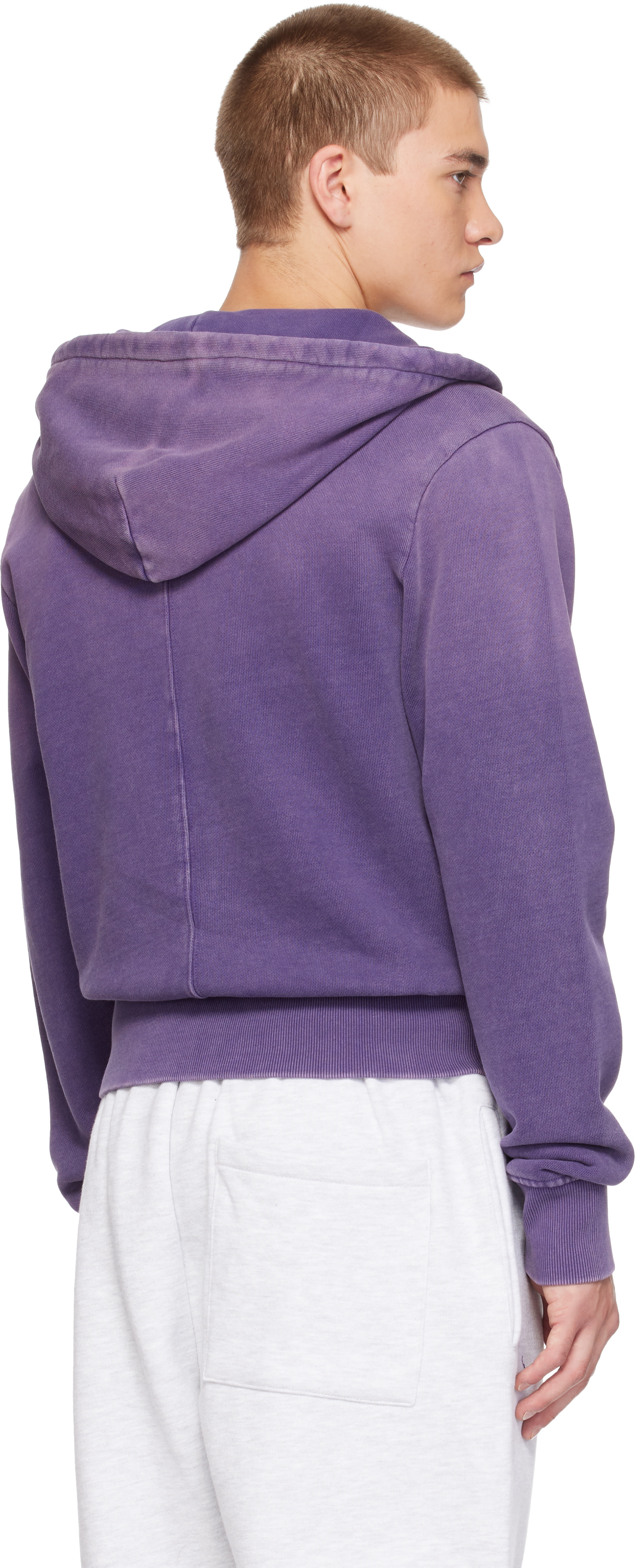 Entire Studios - Pull à capuche ajusté mauve à glissière