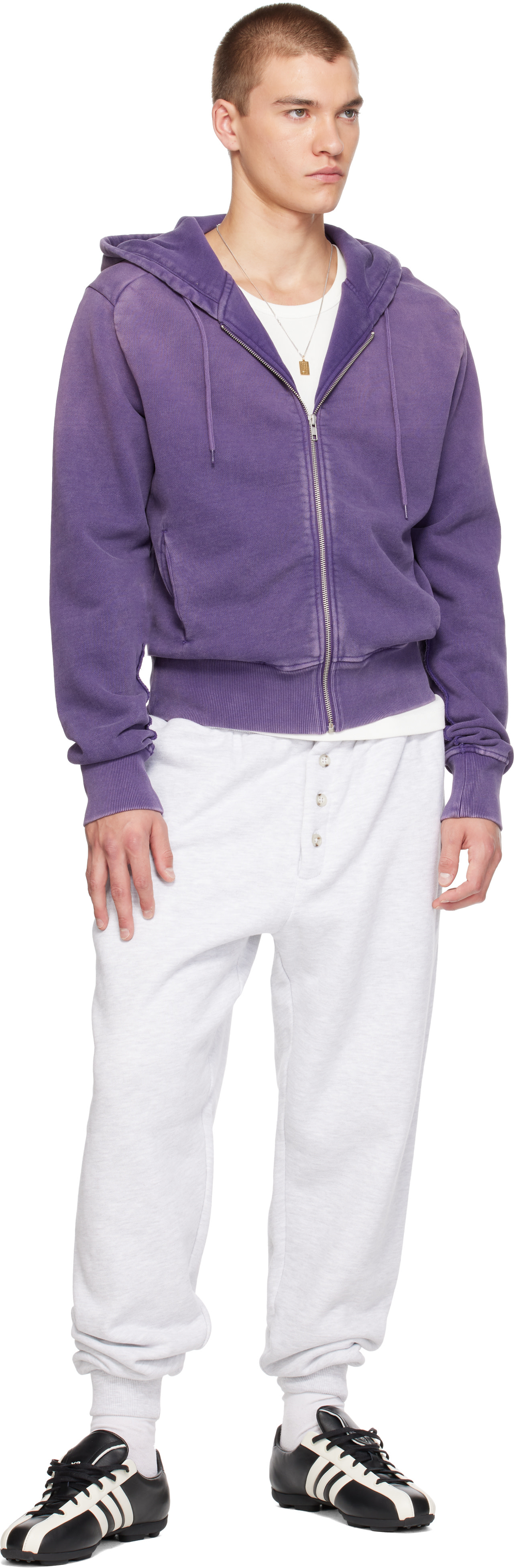 Entire Studios - Pull à capuche ajusté mauve à glissière