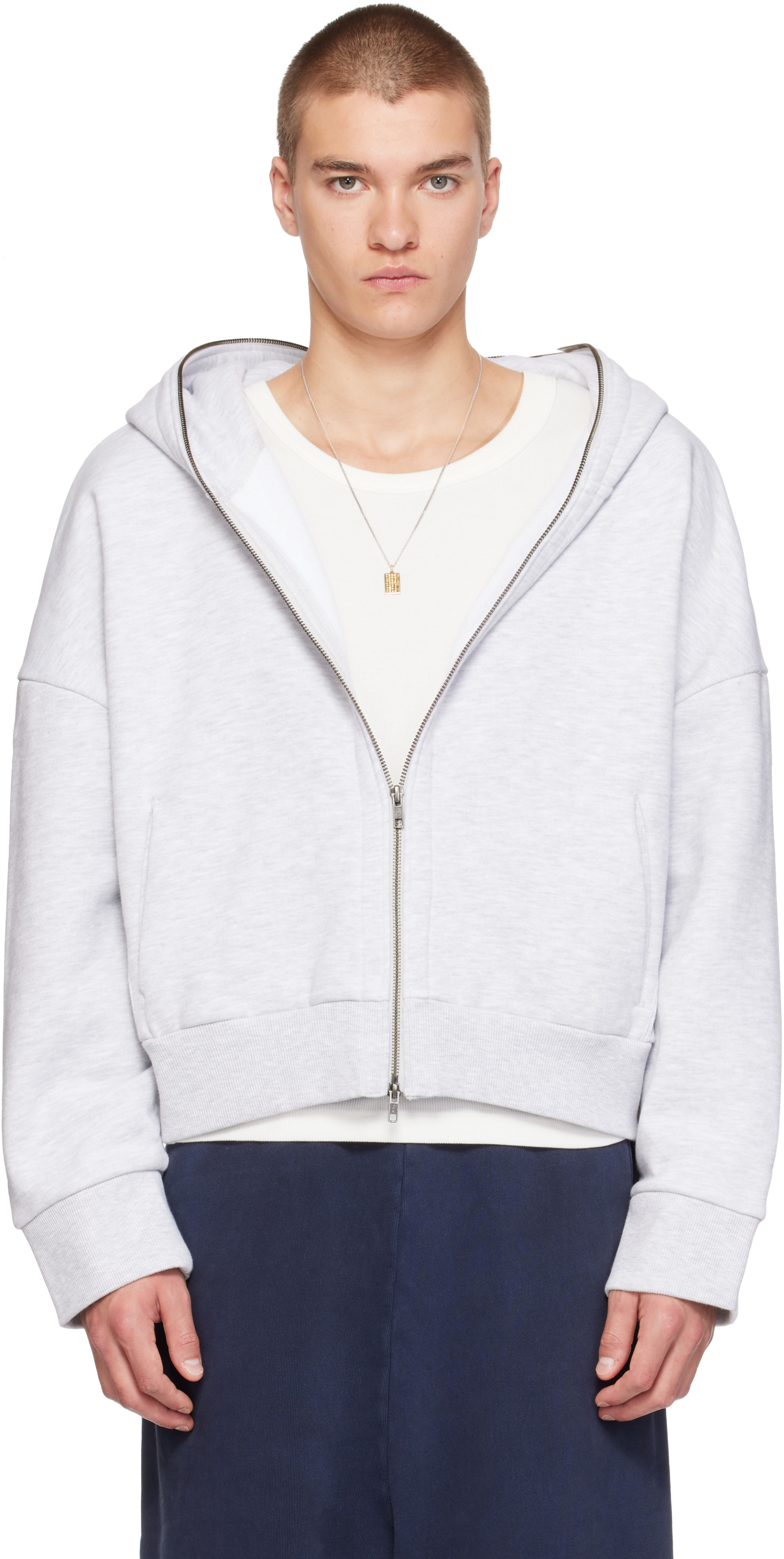 Entire Studios - Pull à capuche gris à glissière prolongée
