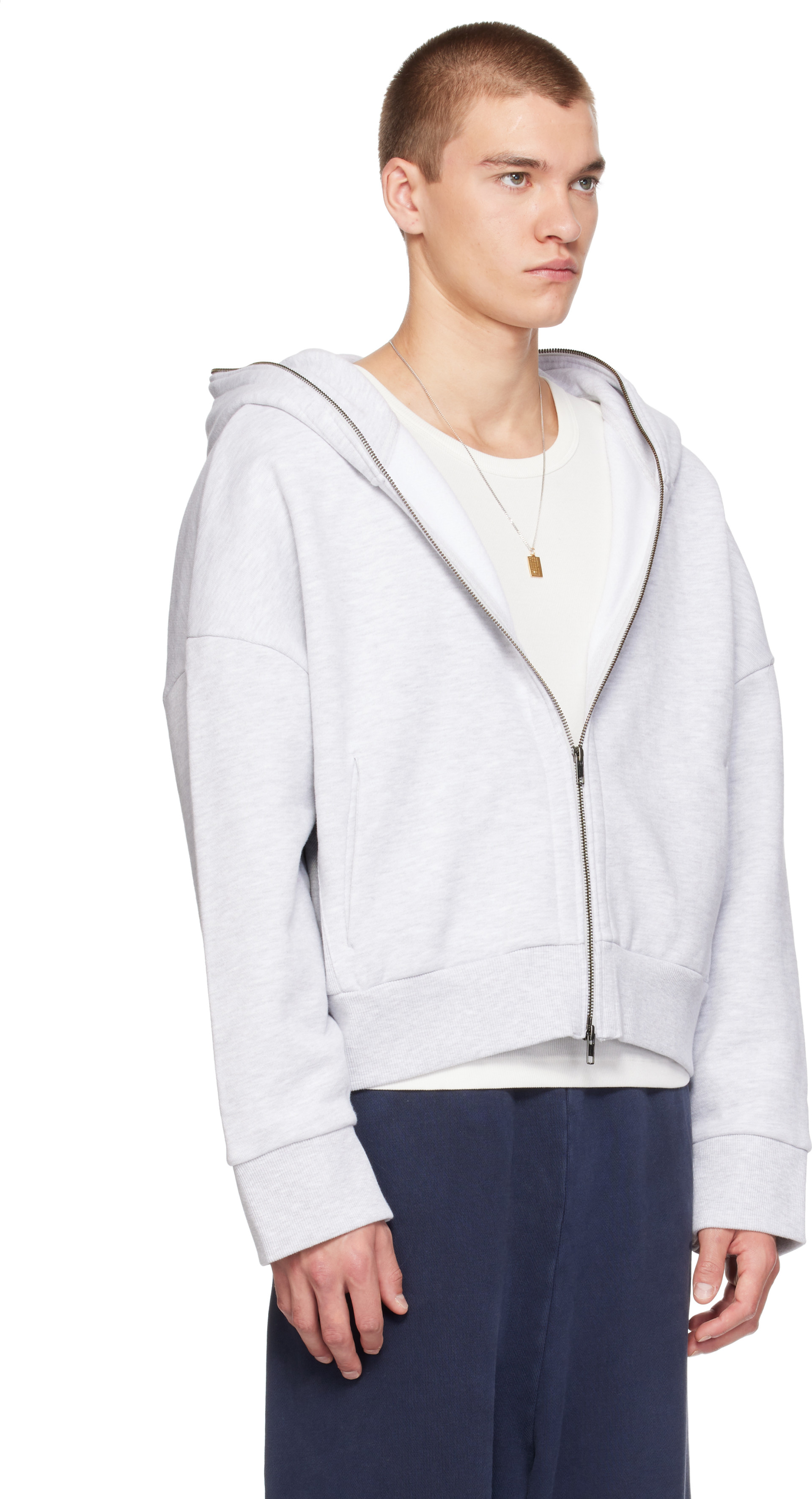 Entire Studios - Pull à capuche gris à glissière prolongée