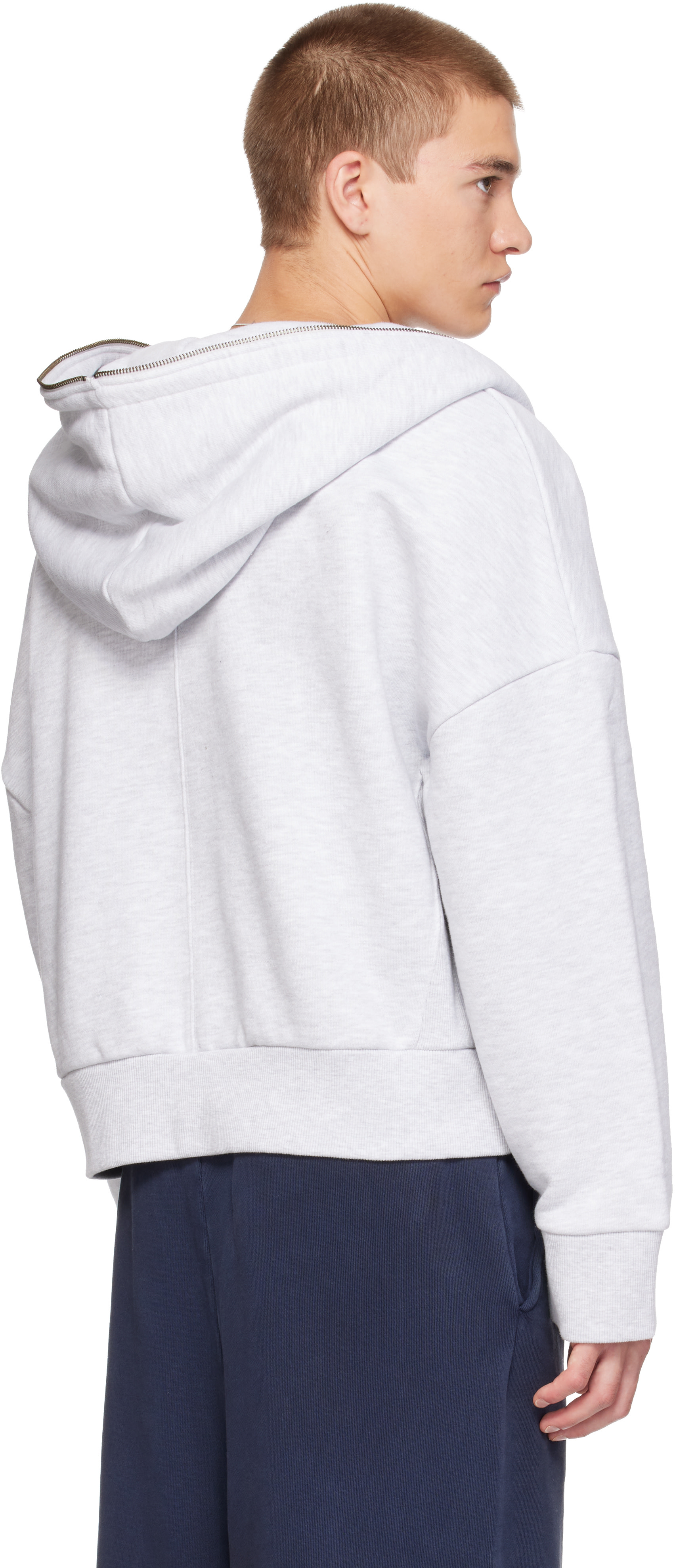 Entire Studios - Pull à capuche gris à glissière prolongée