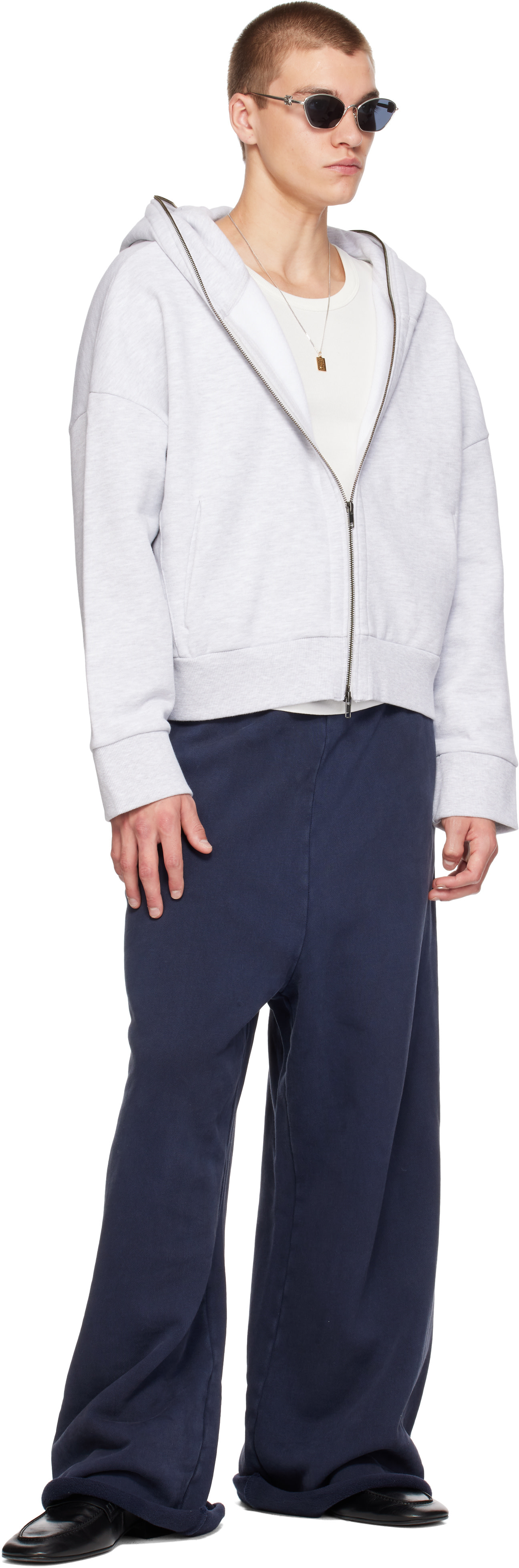 Entire Studios - Pull à capuche gris à glissière prolongée