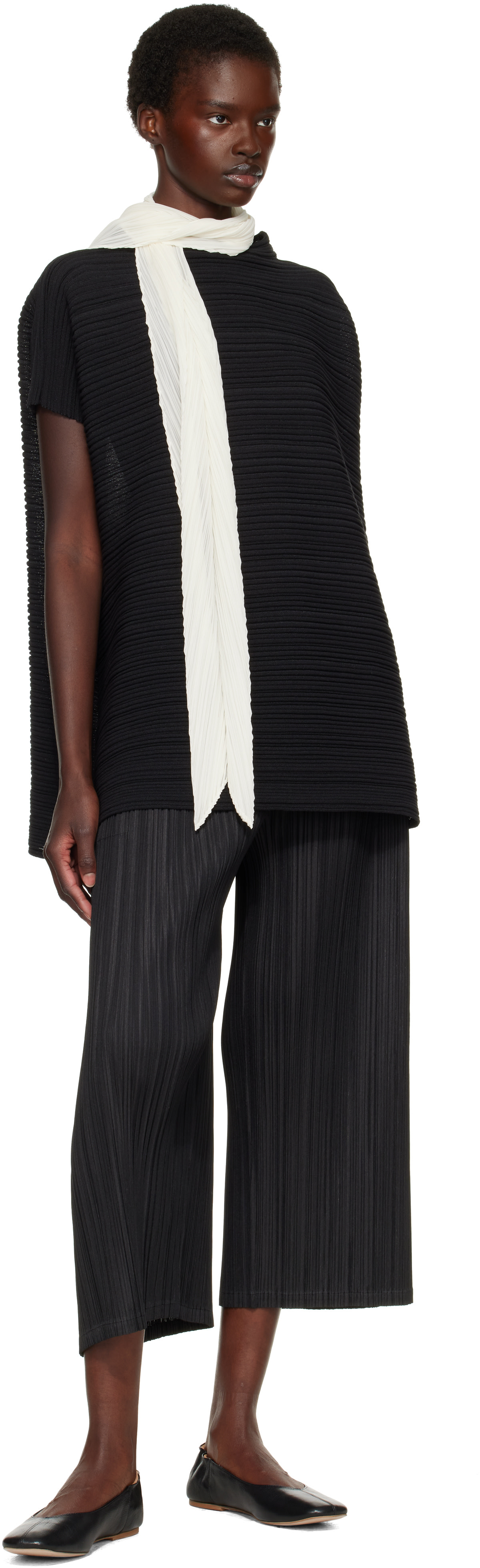 PLEATS PLEASE ISSEY MIYAKE: White Skinny Scarf | SSENSE Puerto Rico