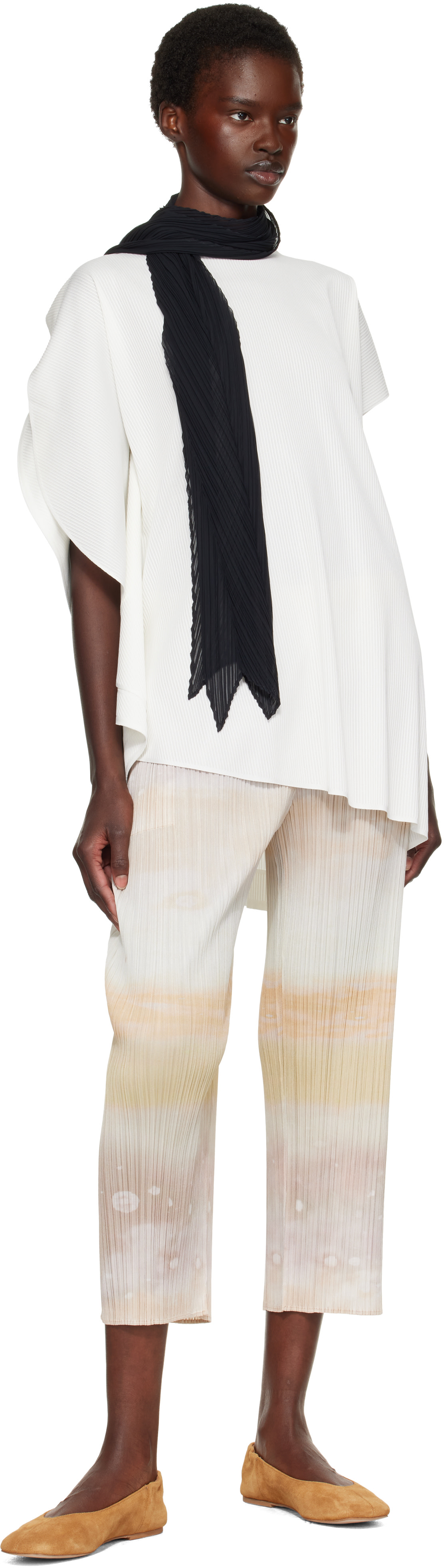 PLEATS PLEASE ISSEY MIYAKE: Black Skinny Scarf | SSENSE Canada