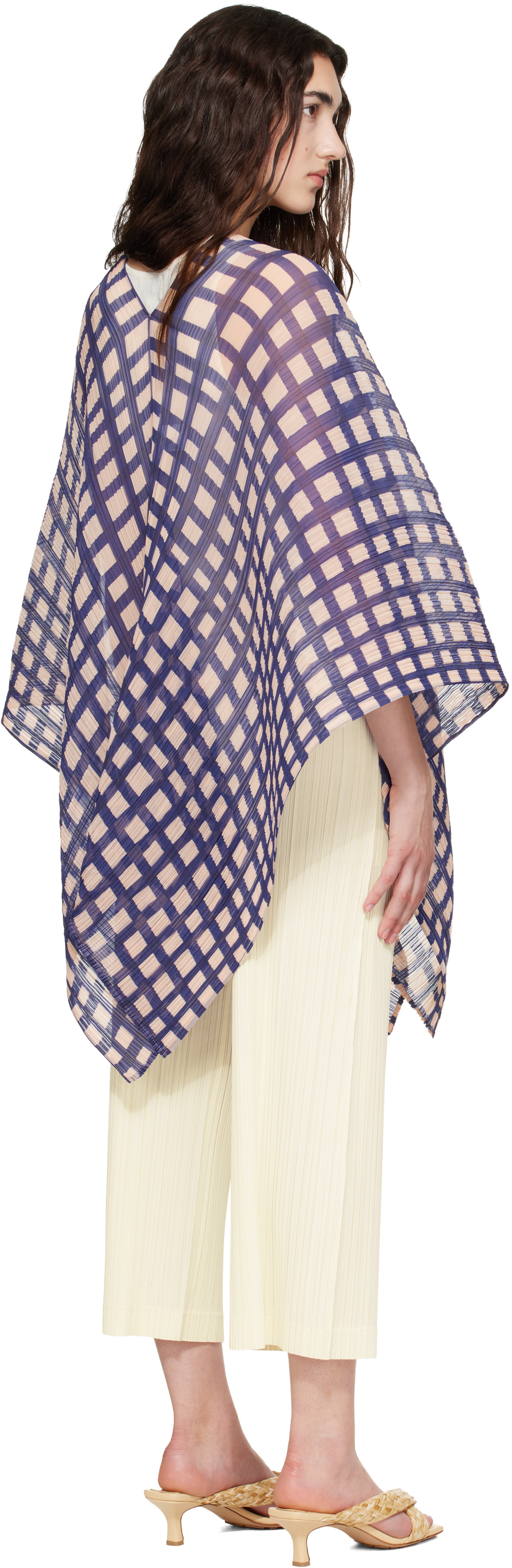 PLEATS PLEASE ISSEY MIYAKE: Navy & Pink Basket Madame-T Scarf