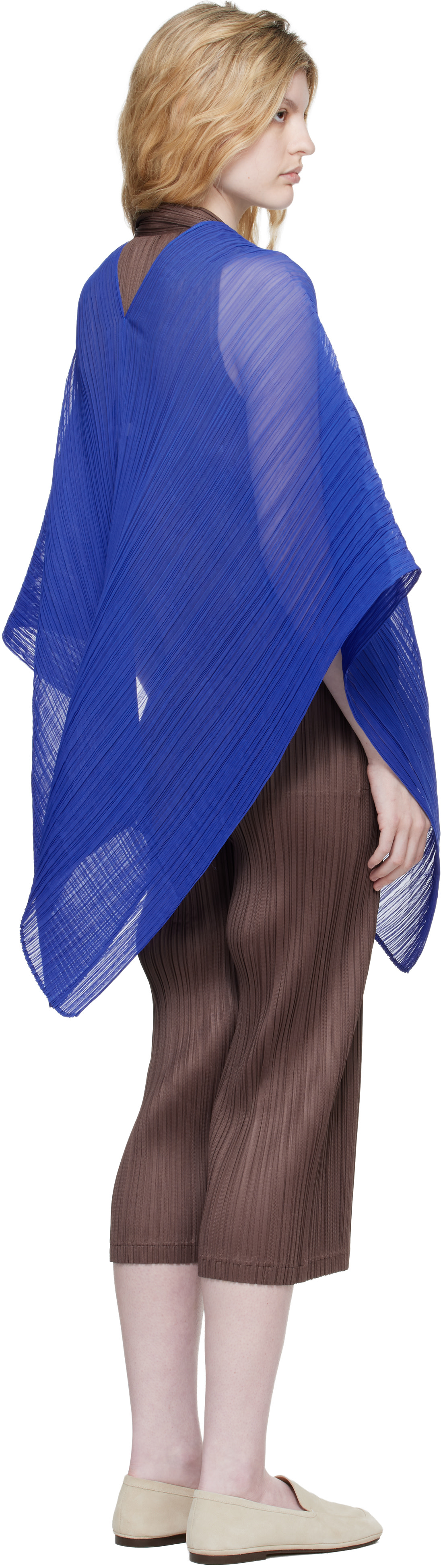 PLEATS PLEASE ISSEY MIYAKE: Blue Madame-T Scarf | SSENSE