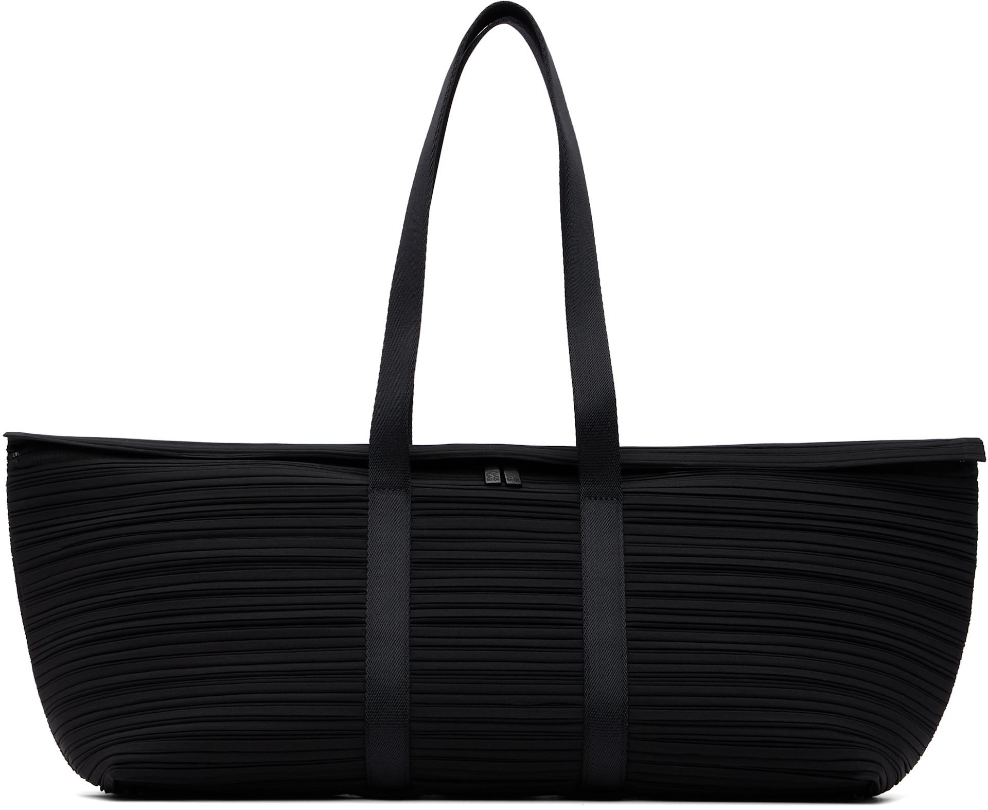 PLEATS PLEASE ISSEY MIYAKE: Black Pleats Boston Shoulder Bag | SSENSE
