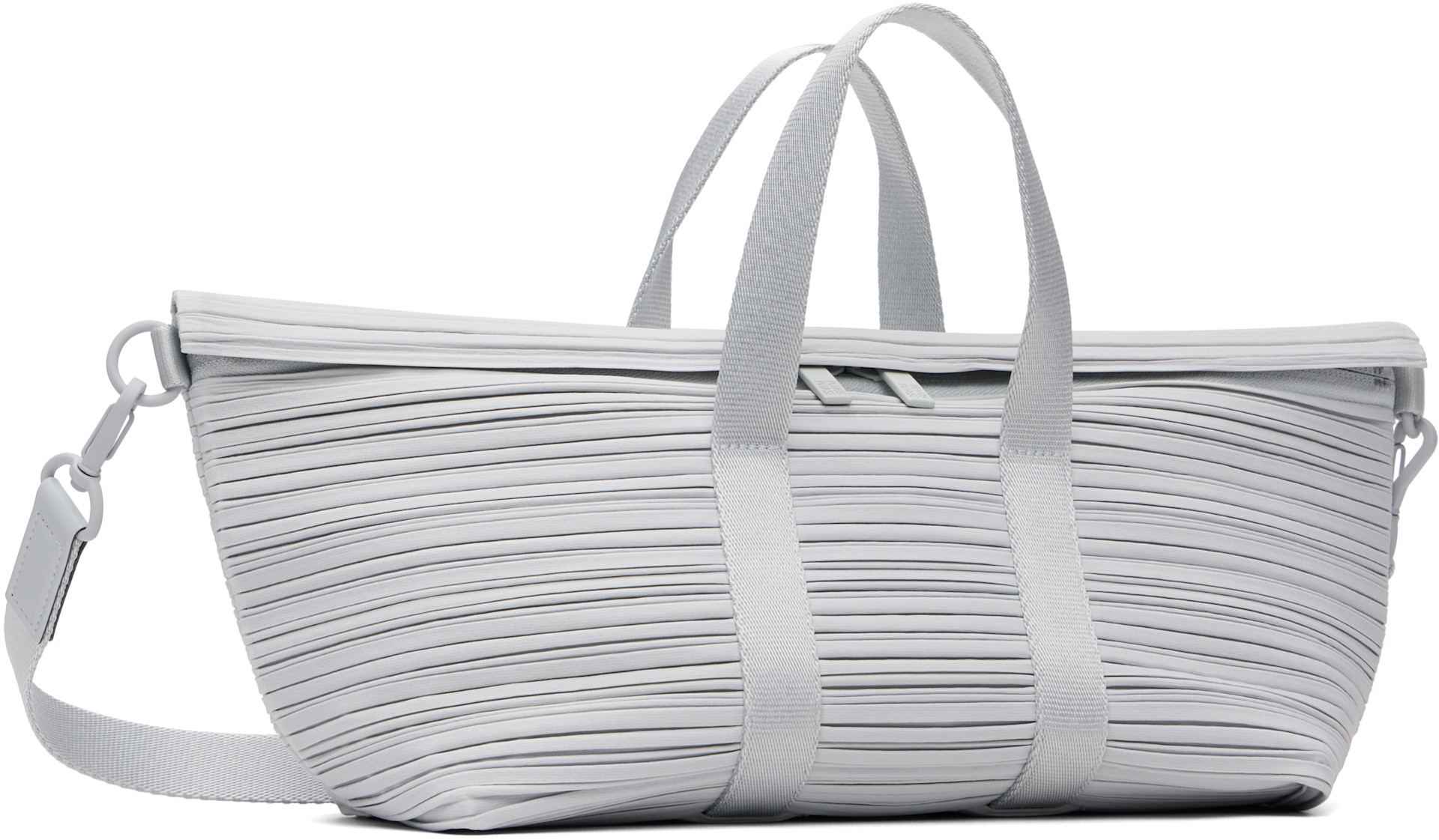 PLEATS PLEASE ISSEY MIYAKE: Gray Pleats Boston Bag | SSENSE