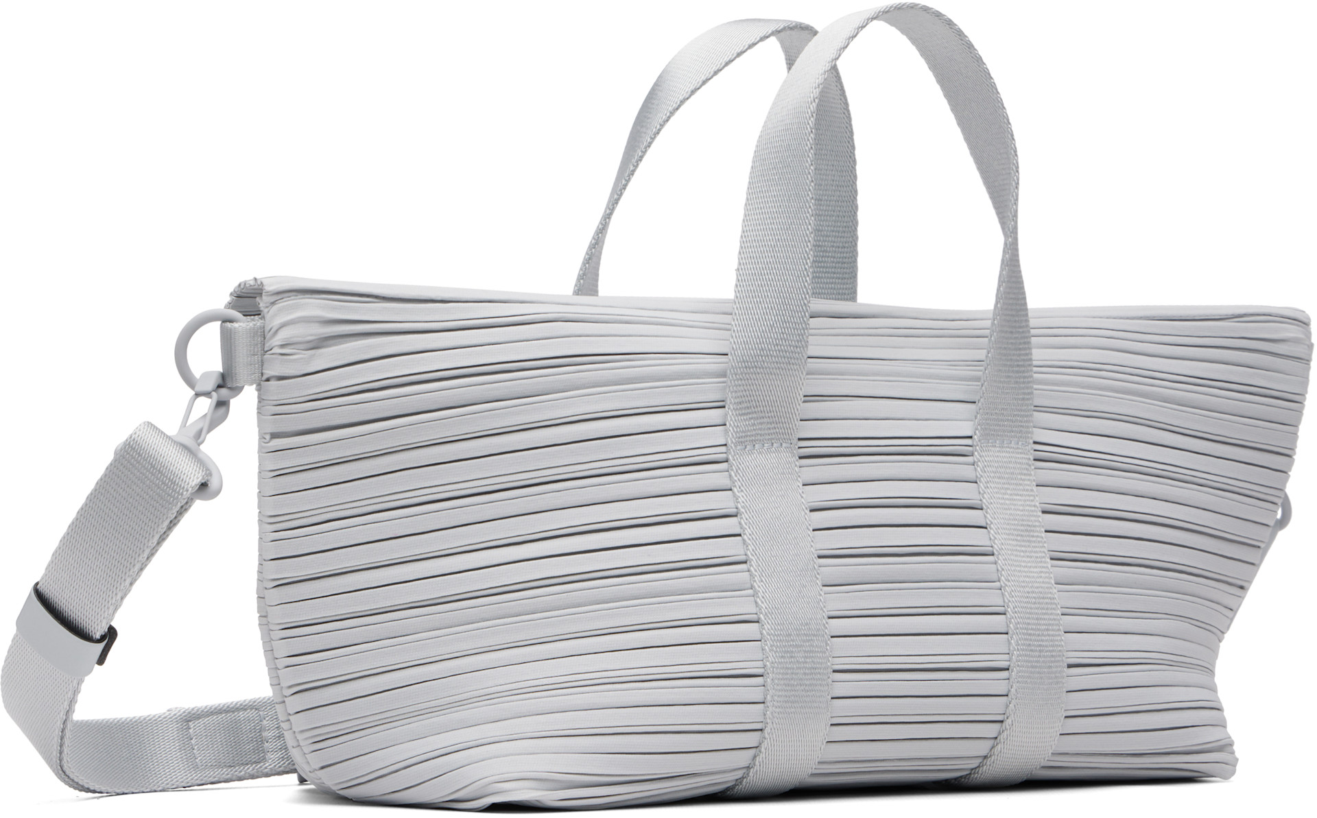 PLEATS PLEASE ISSEY MIYAKE: Gray Pleats Boston Bag | SSENSE