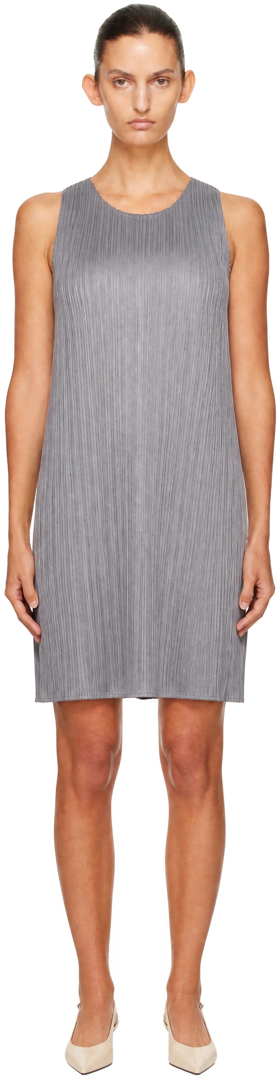 PLEATS PLEASE ISSEY MIYAKE - Robe courte grise - BASICS