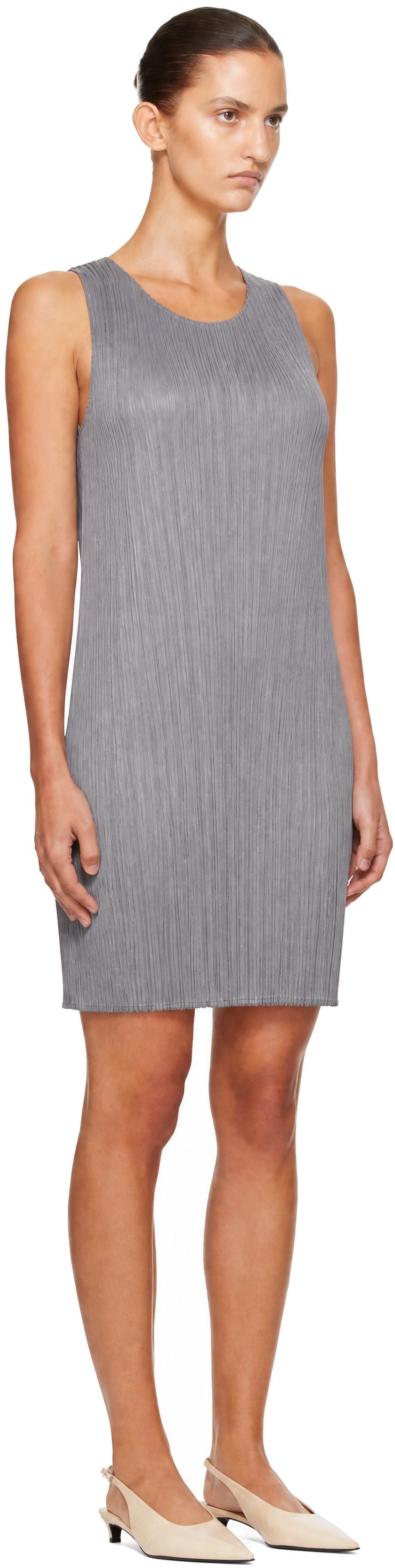 PLEATS PLEASE ISSEY MIYAKE - Robe courte grise - BASICS