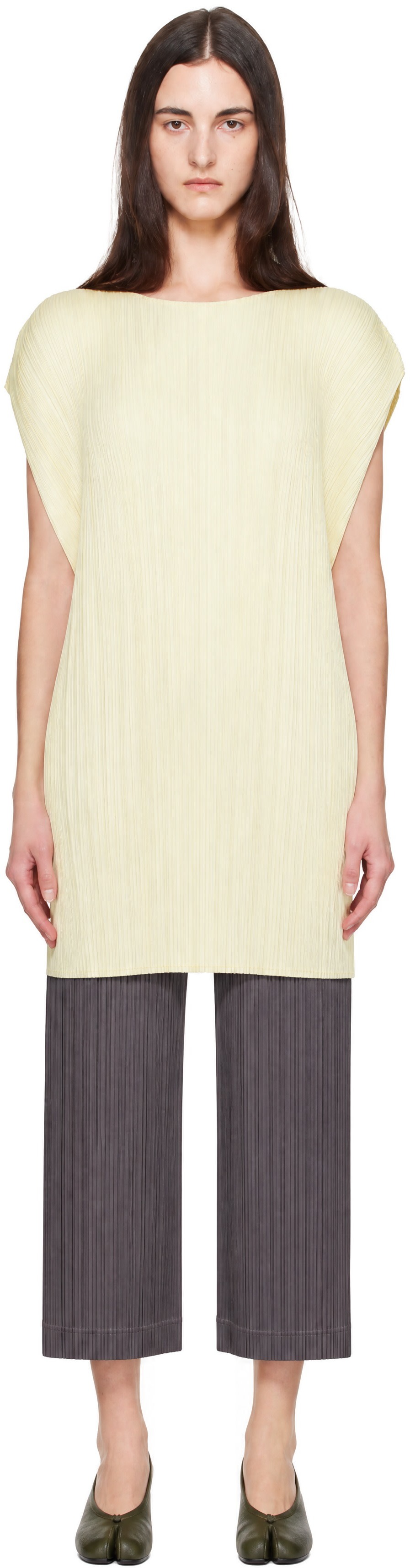 PLEATS PLEASE ISSEY MIYAKE: Yellow Monthly Colors July Minidress