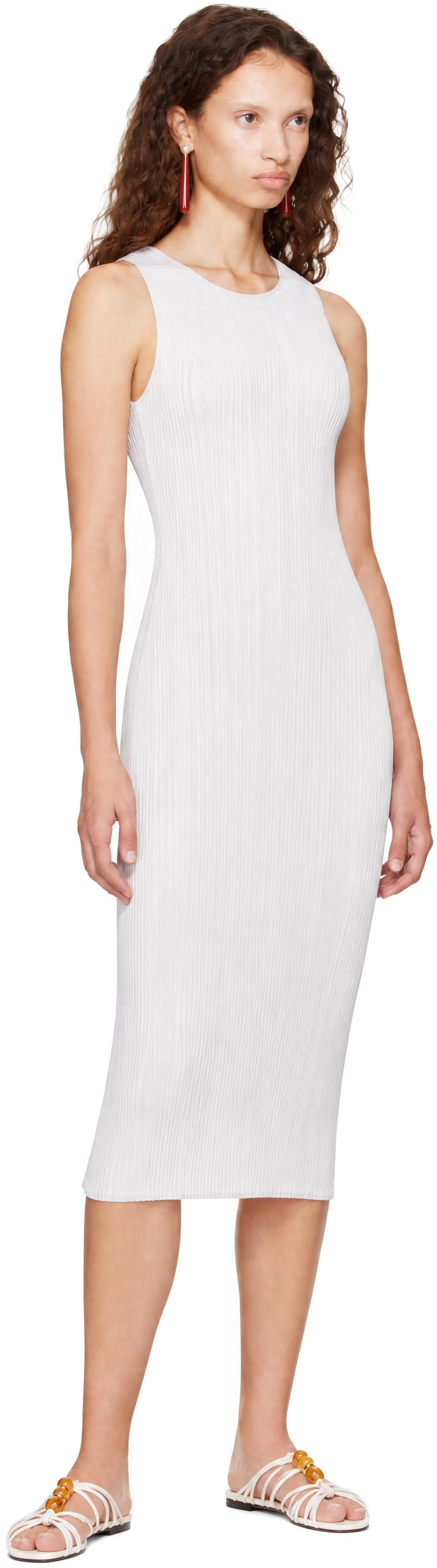 PLEATS PLEASE ISSEY MIYAKE - Robe longue grise - BASICS