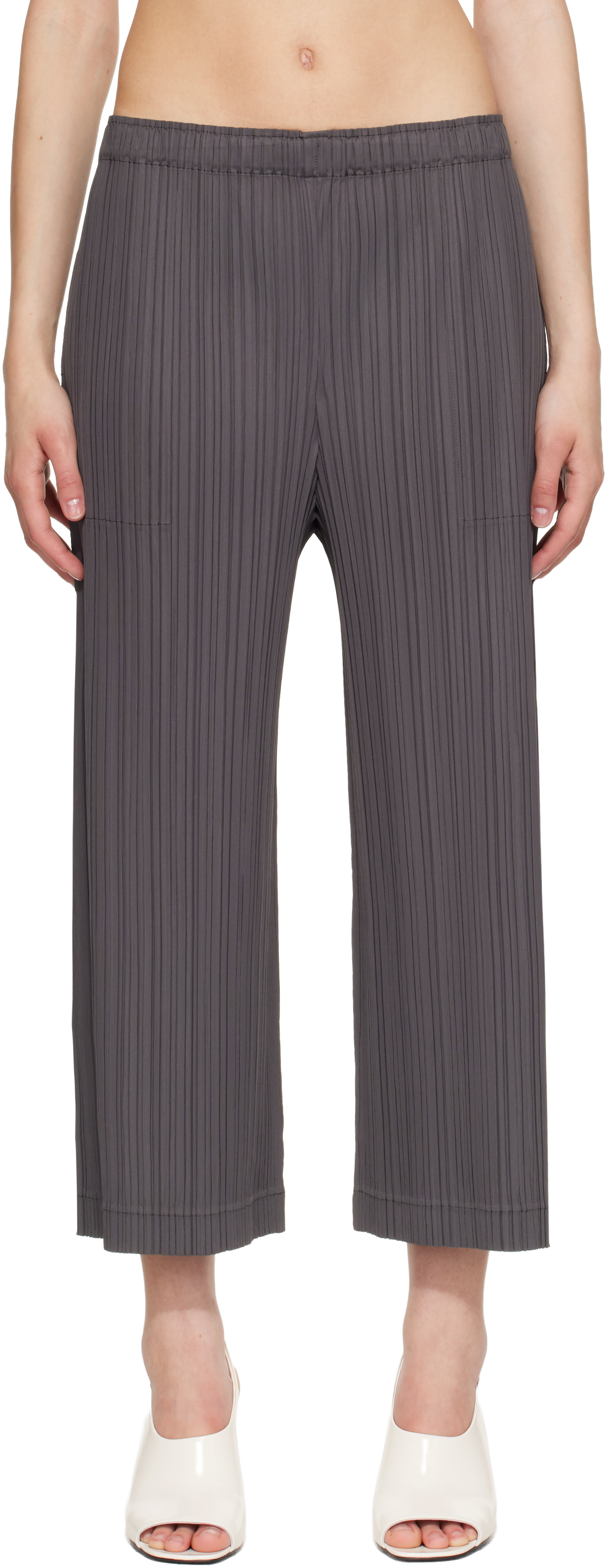 PLEATS PLEASE ISSEY MIYAKE　パンツ PLEATS PLEASE ISSEY MIYAKE: Gray Opaque Trousers | SSENSE Canada