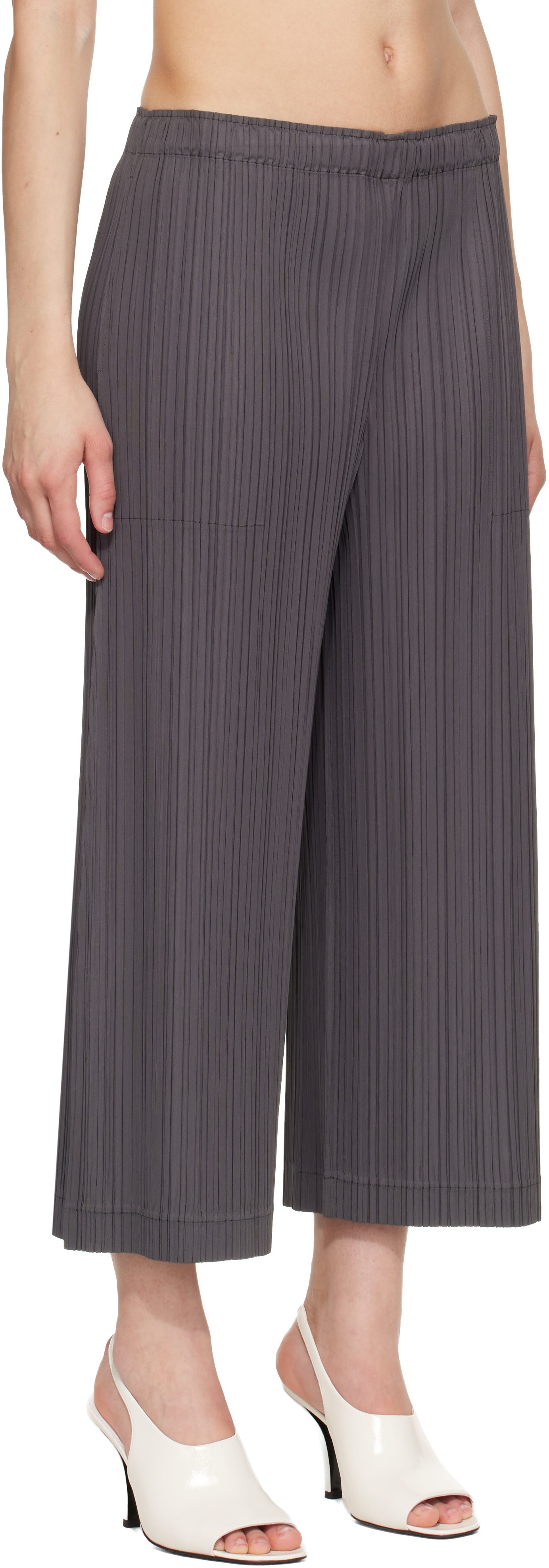PLEATS PLEASE ISSEY MIYAKE: Gray Opaque Trousers | SSENSE