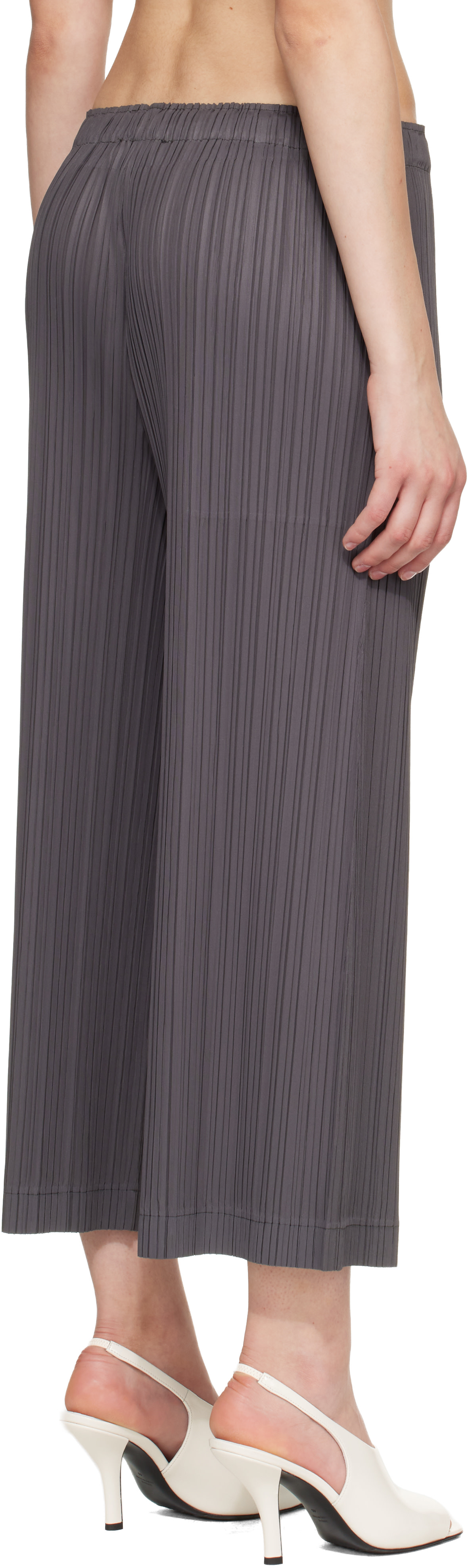 PLEATS PLEASE ISSEY MIYAKE: Gray Opaque Trousers | SSENSE