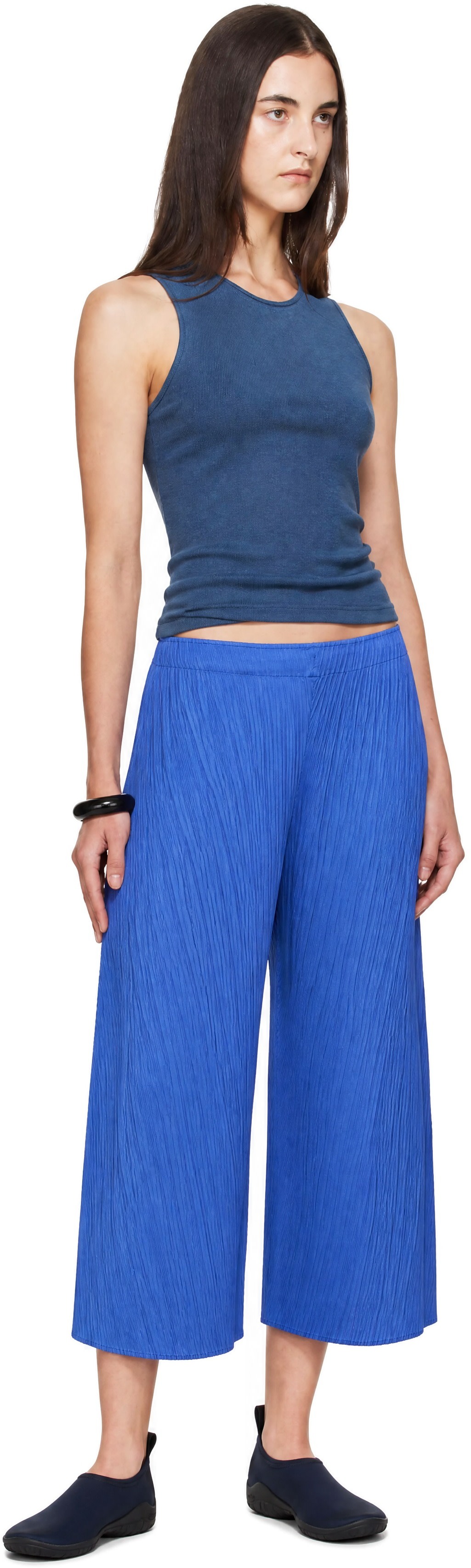 PLEATS PLEASE ISSEY MIYAKE: Blue Coast Trousers | SSENSE