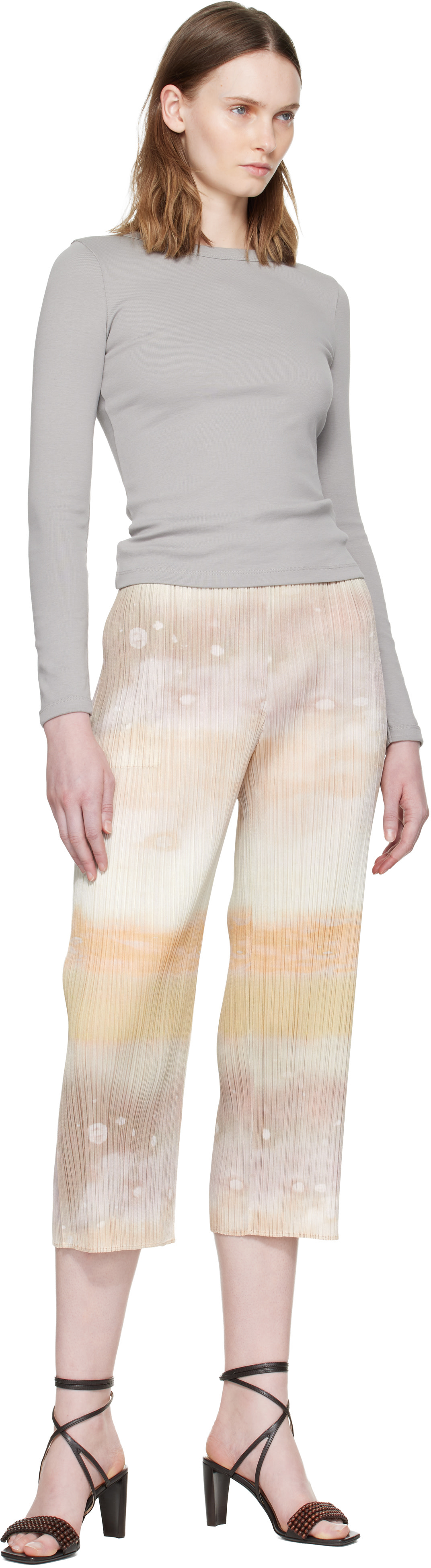 PLEATS PLEASE SEA BUBBLE ベージュ4 PLEATS PLEASE ISSEY MIYAKE: Beige Sea Bubble Trousers | SSENSE
