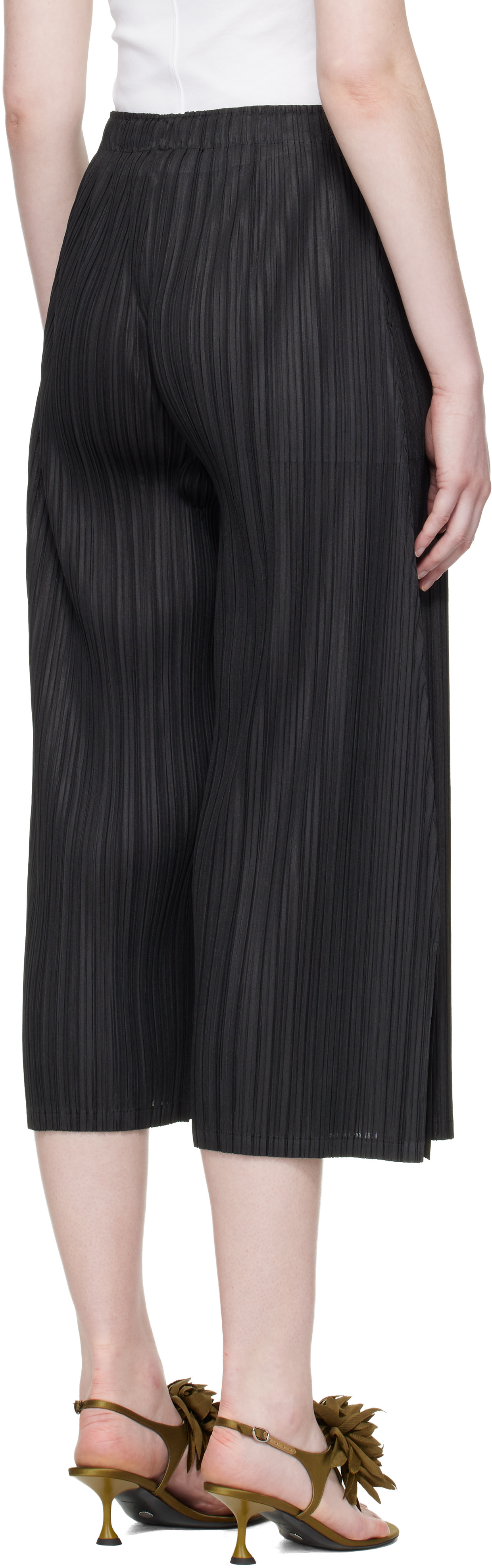 PLEATS PLEASE ISSEY MIYAKE: Black Mellow Pleats Trousers | SSENSE